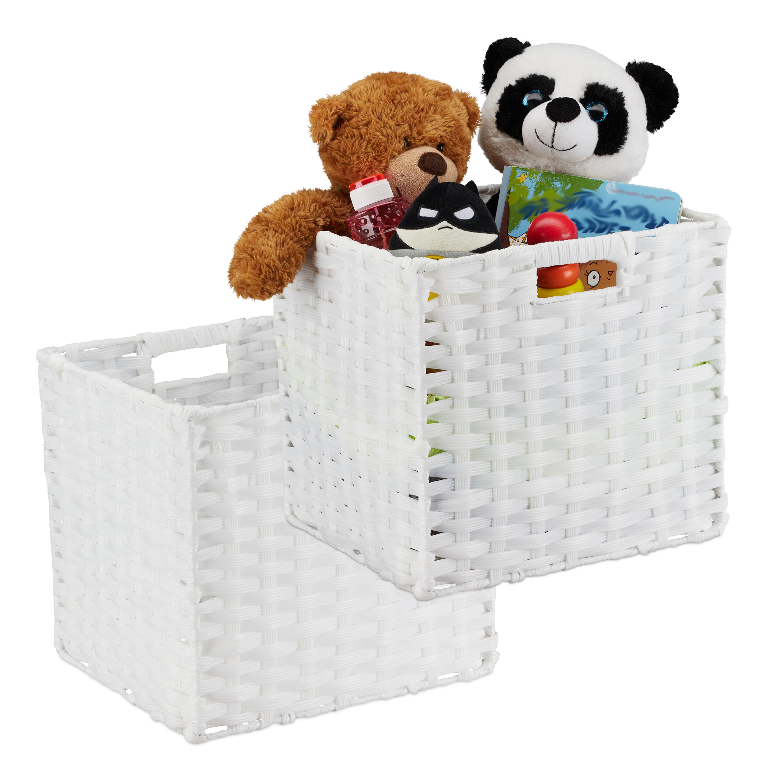 Relaxdays Spielzeugkiste faltbar, Panda, Aufbewahrungsbox mit