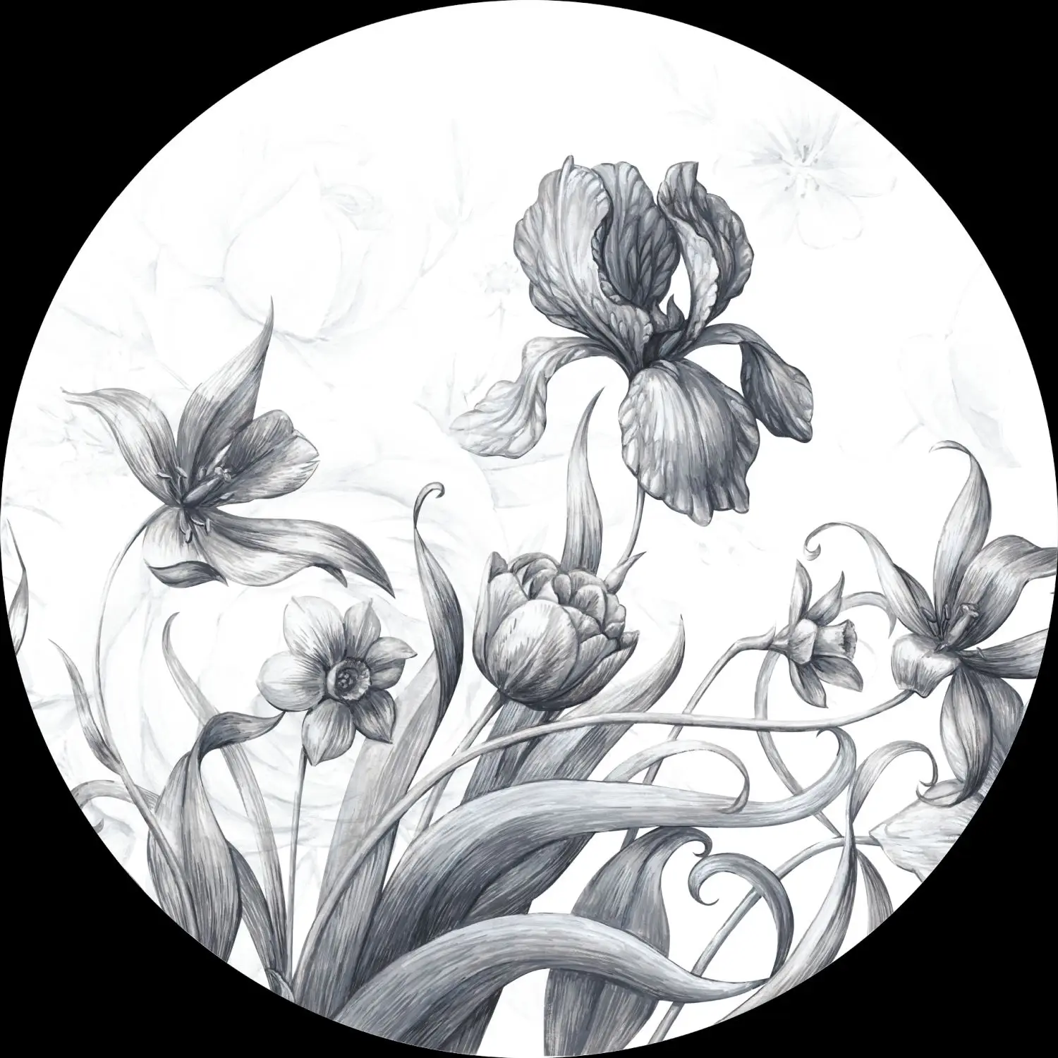 selbstklebende runde Tapete Blumen | Poster