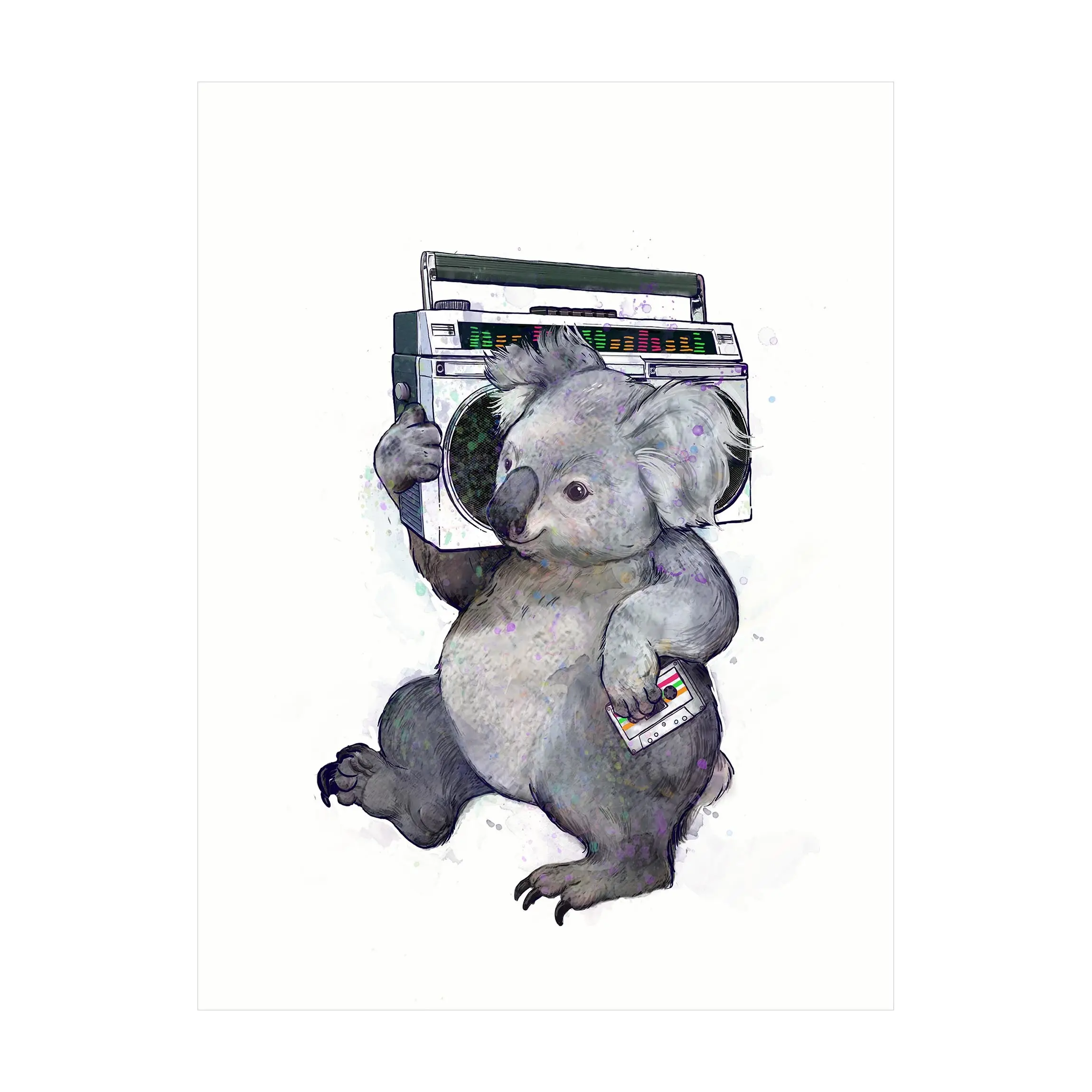 Illustration Koala Malerei mit Radio