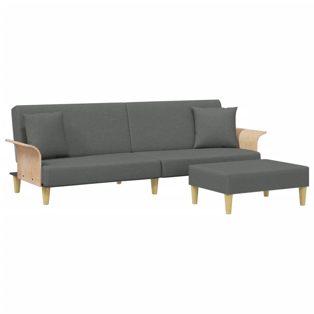 VidaXL Sofa Schlafsofa 2-Sitzer Mit Fußhocker Dunkelgrün Samt