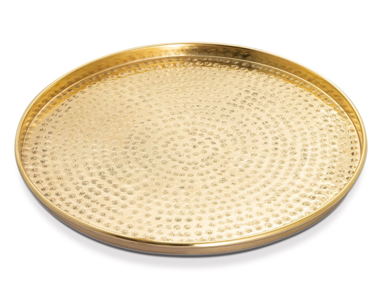 DN DECONATION Deko Tablett Rund Gold - 35,6 Cm Holz Serviertablett Für Wohnzimmer