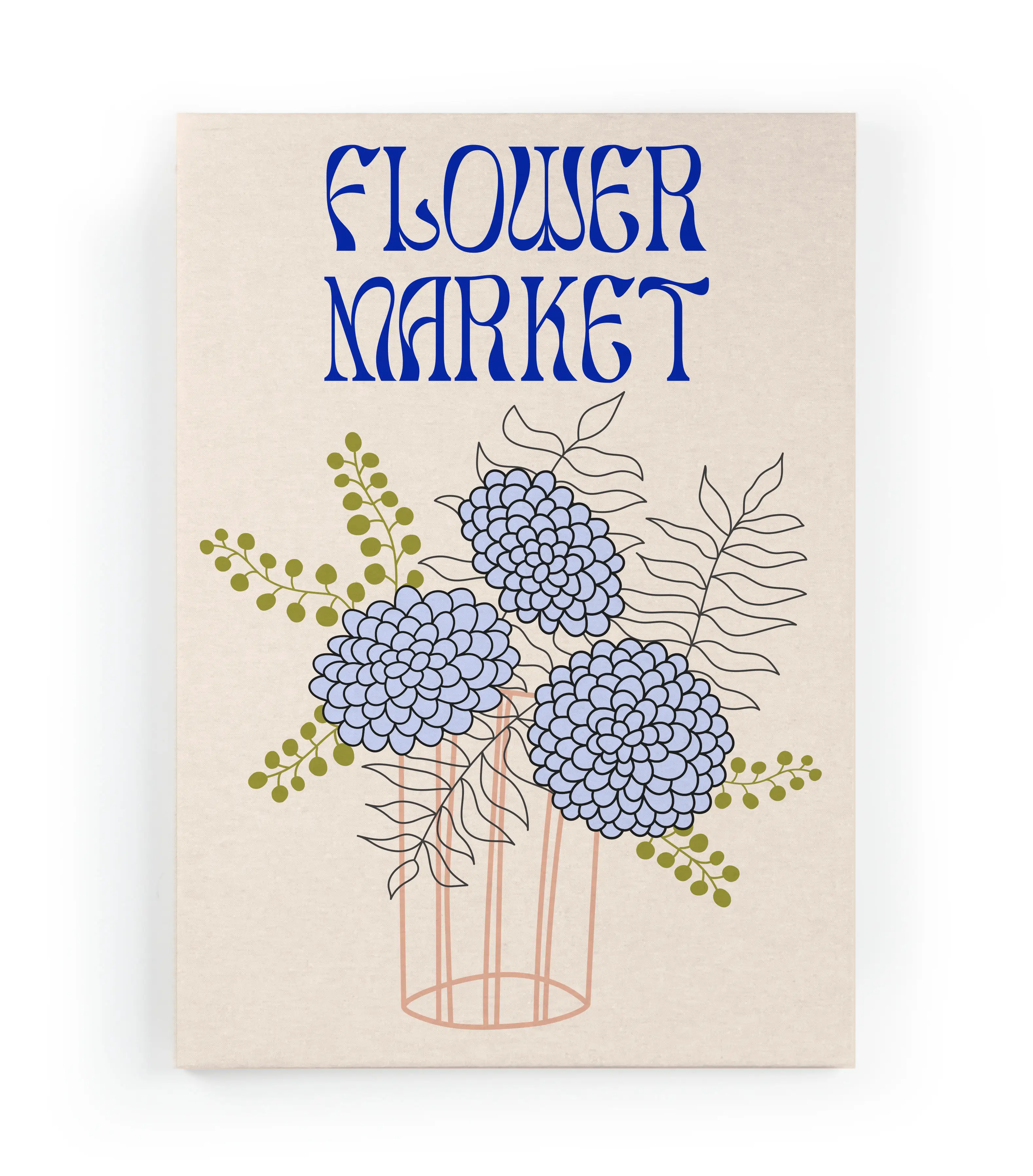60x40 Blumenmarkt Leinwand Blauer