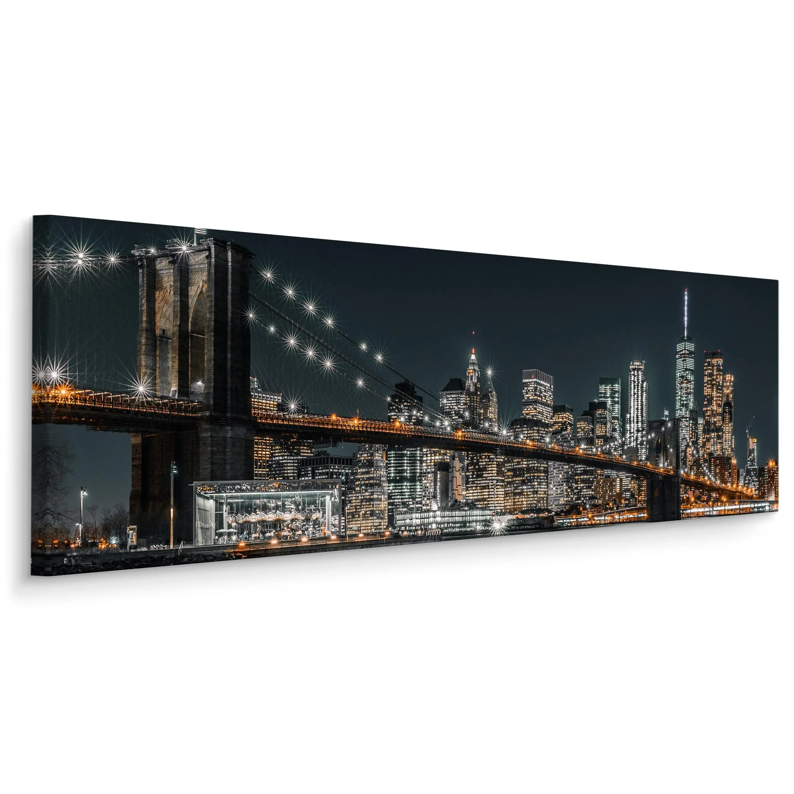 Panoramabild New York bei Nacht 3D | Bilder