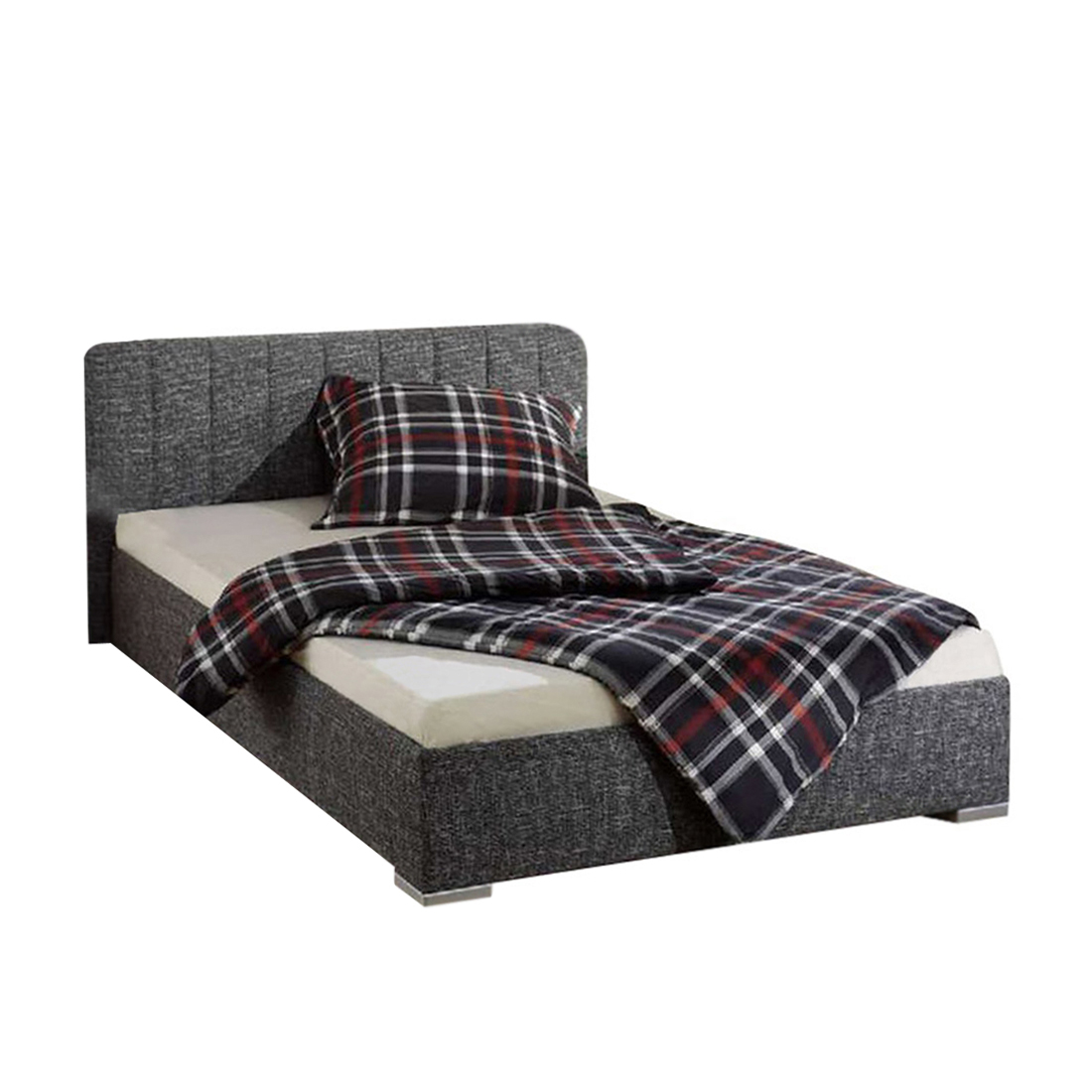 goedkoop Bed New Jersey structuurstof 180 x 200cm Bedframe zonder matras & lattenbodem Antraciet Monaco