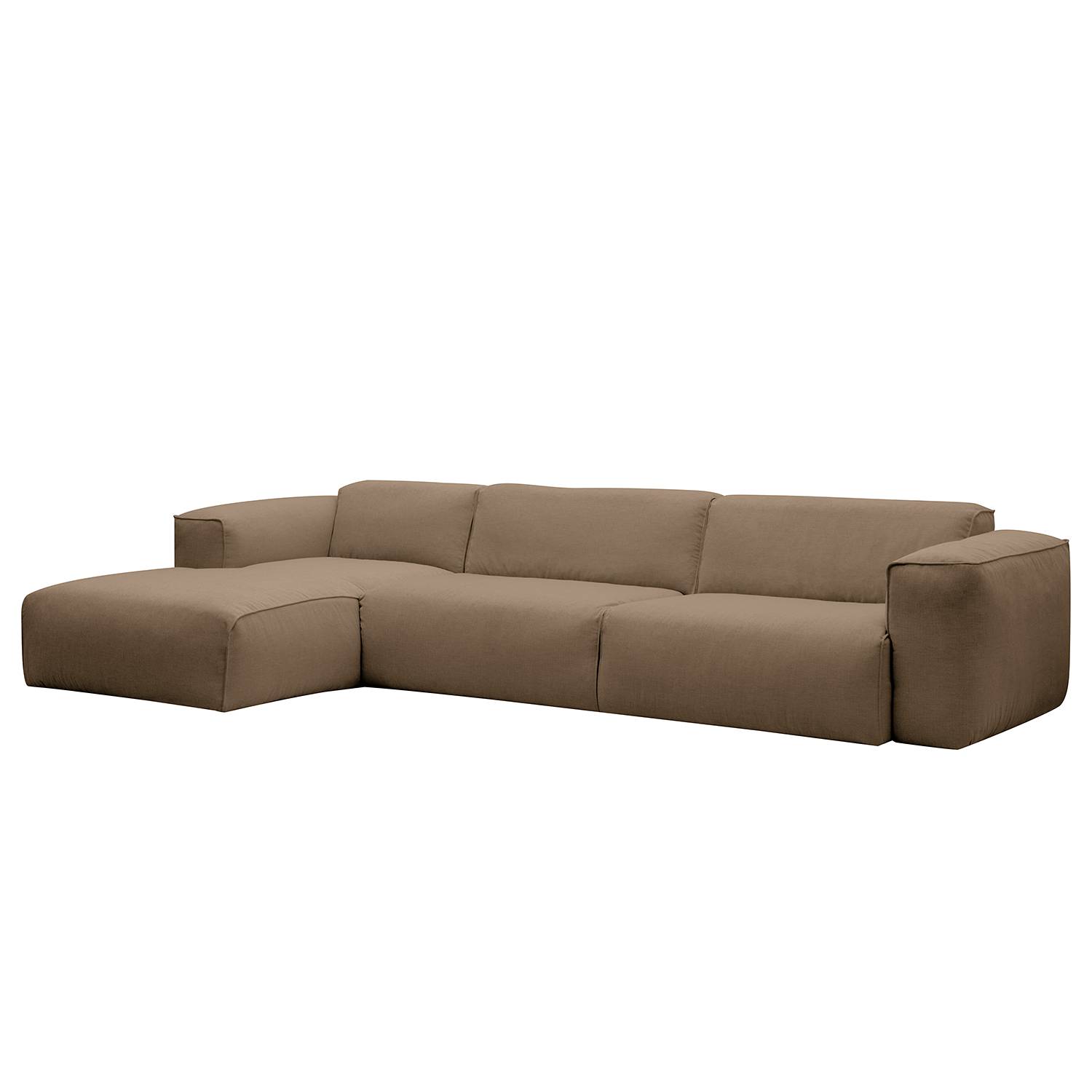 home24 Studio Copenhagen Ecksofa Hudson I Grau/Braun Webstoff 328x71x173 cm (BxHxT) Skandi