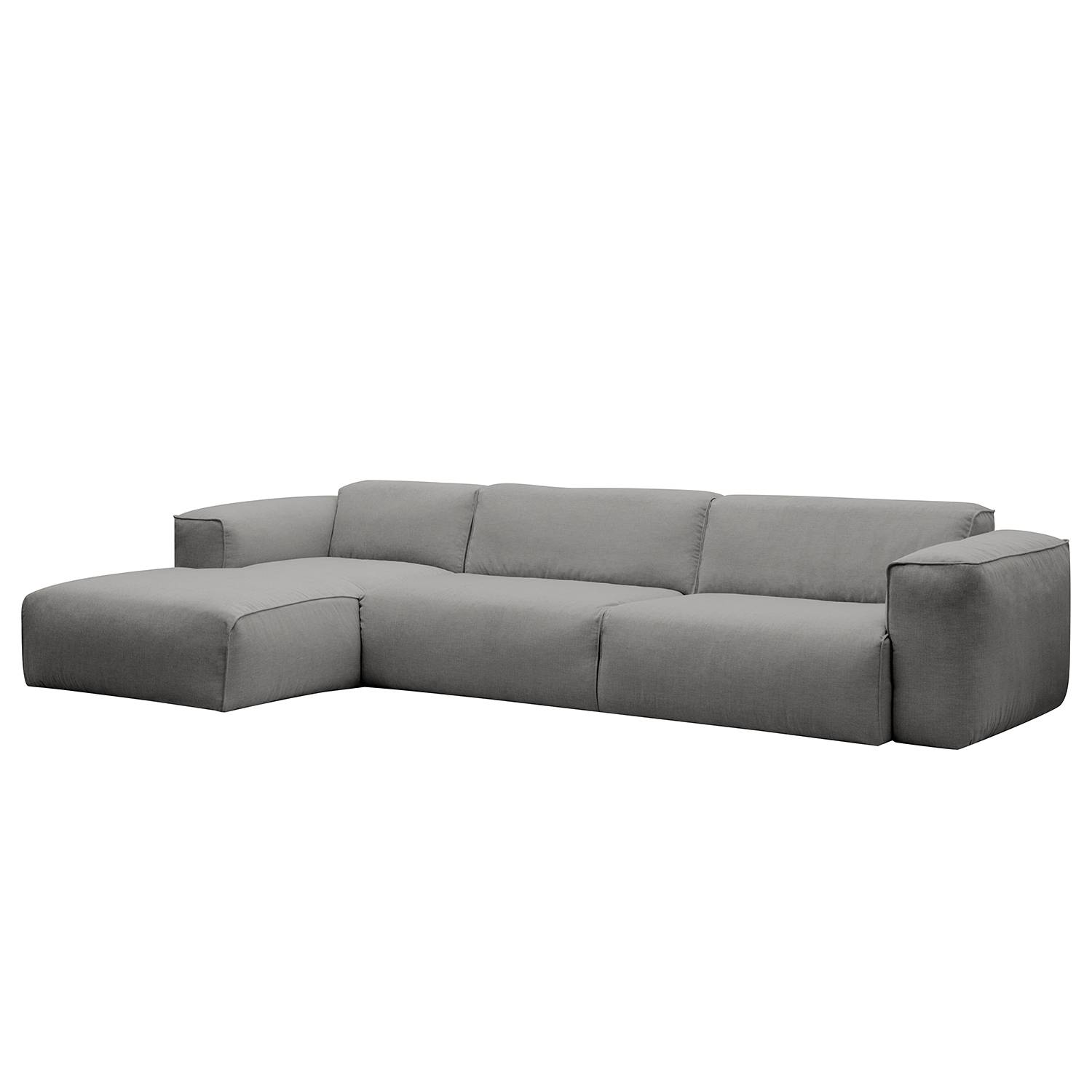 home24 Studio Copenhagen Ecksofa Hudson I Hellgrau Webstoff 328x71x173 cm (BxHxT) Skandi