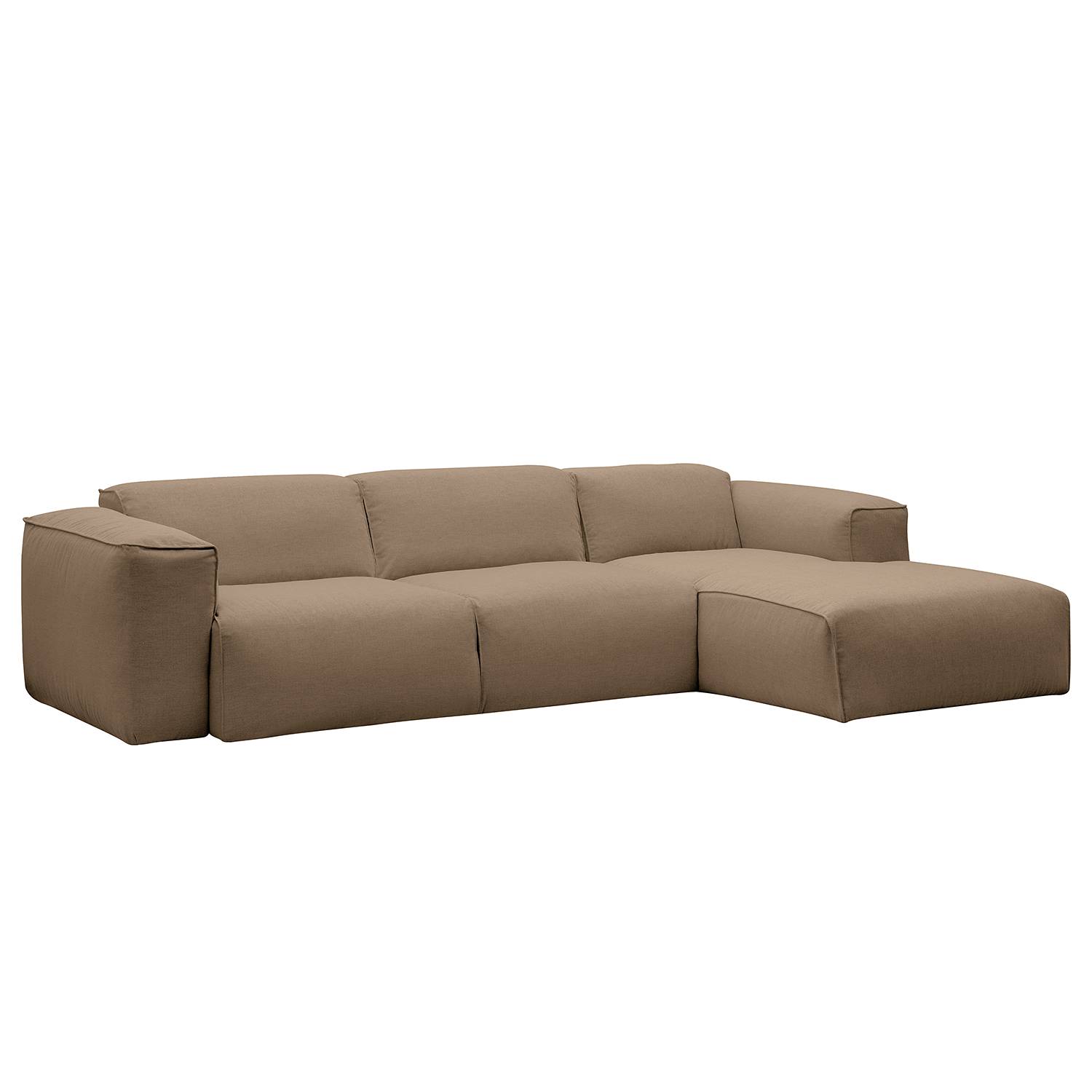 home24 Studio Copenhagen Ecksofa Hudson IV Grau/Braun Webstoff 295x71x173 cm (BxHxT) Skandi