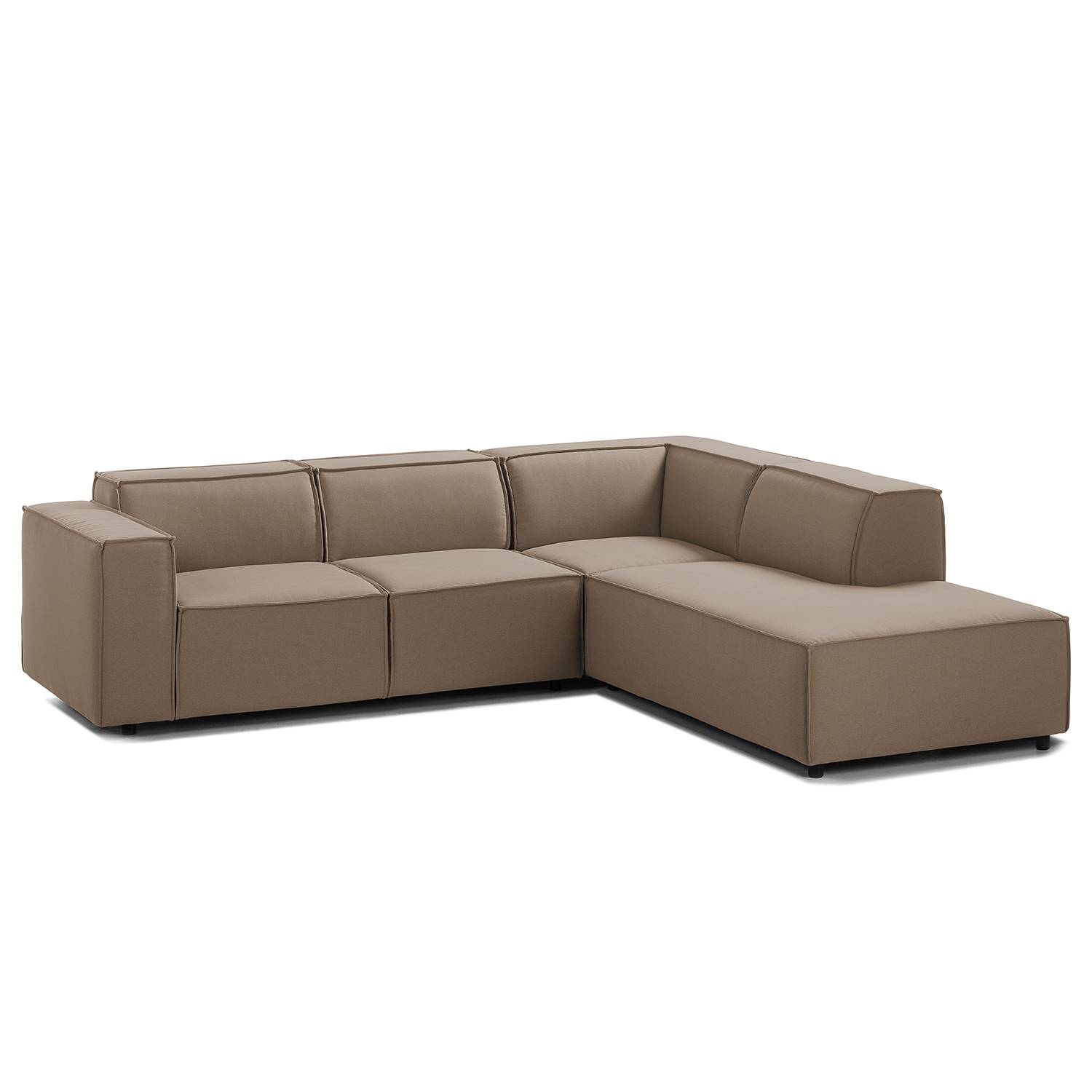 home24 Ecksofa Kinx III Cappuccino Strukturstoff 259x72x234 cm (BxHxT) Modern