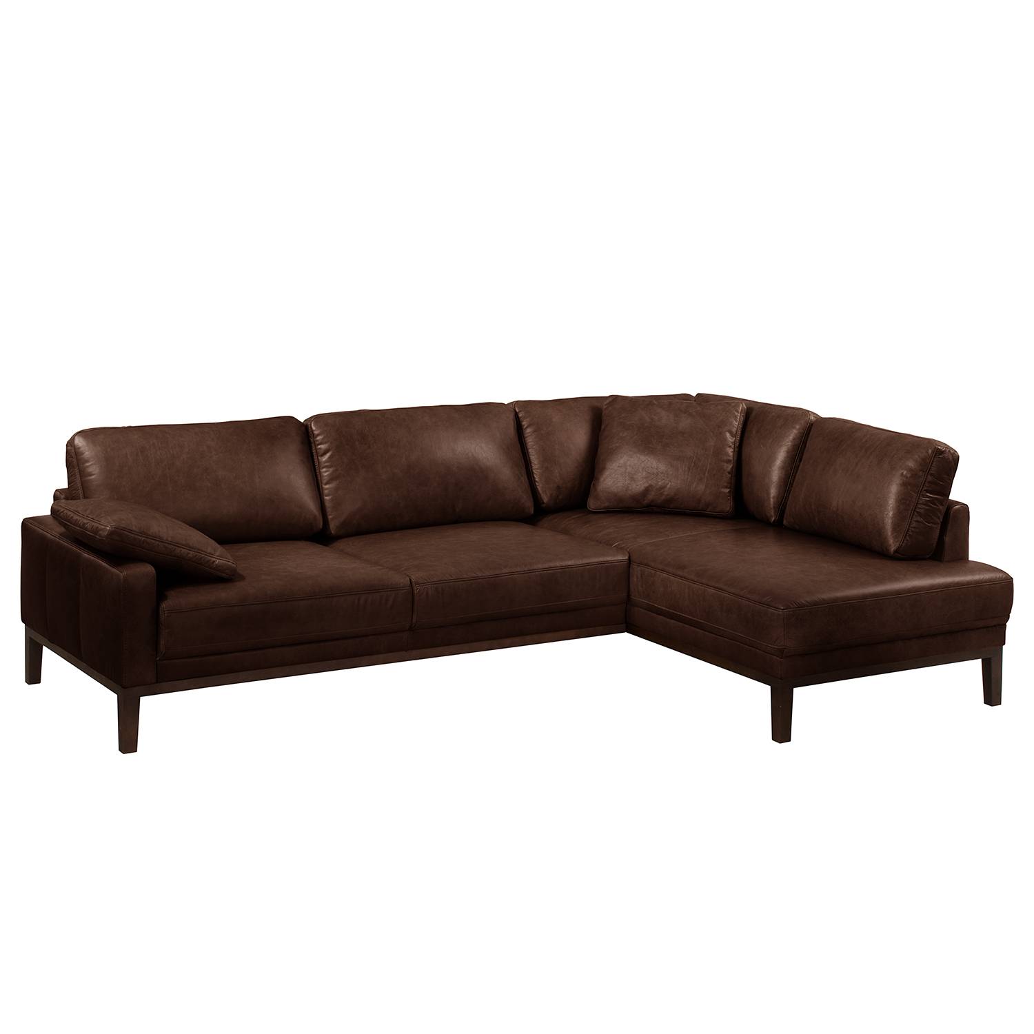home24 ars manufacti Ecksofa Horley Dunkelbraun Echtleder 250x76x171 cm