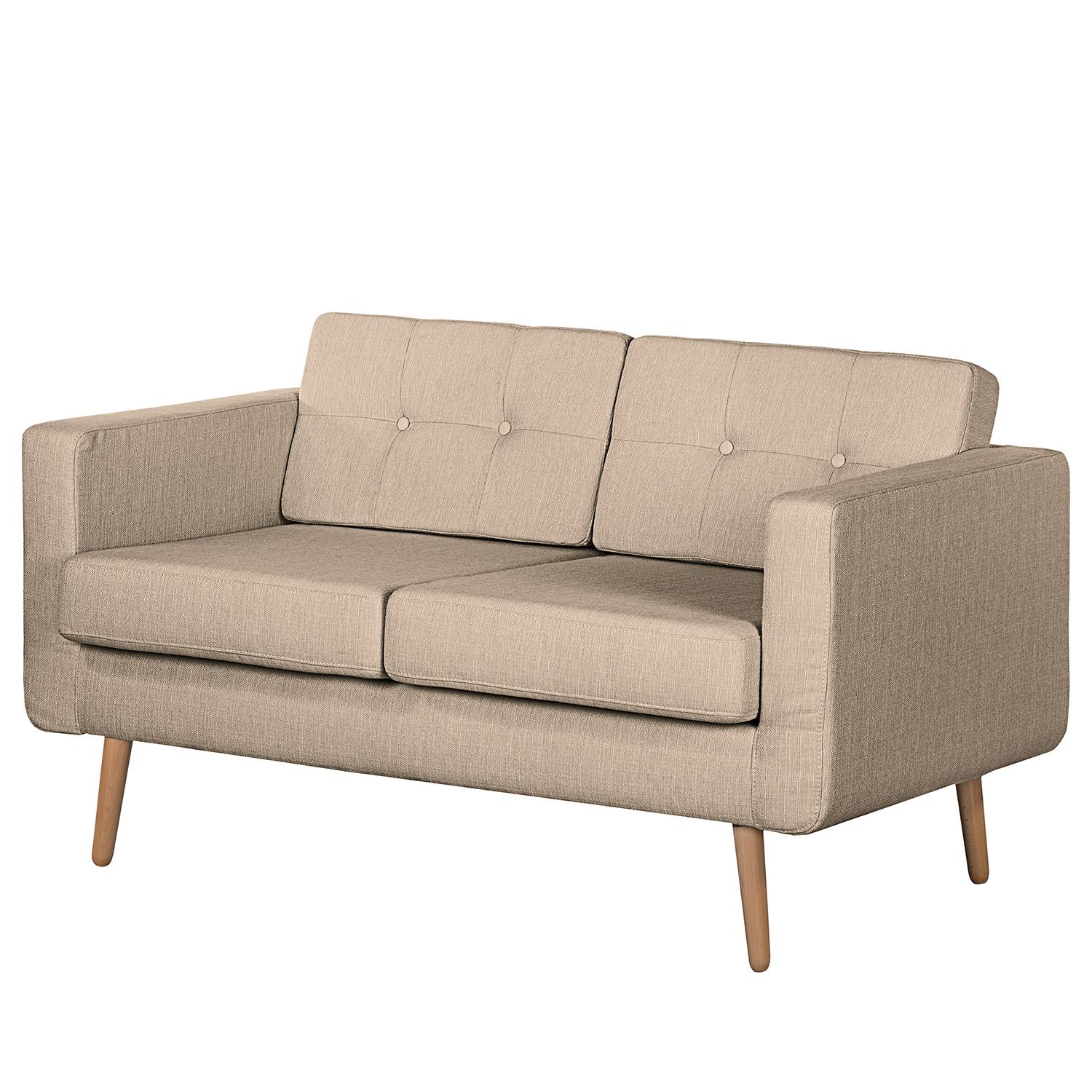 home24 Mørteens Sofa Croom I 2-Sitzer Cappuccino Webstoff 143x84x81 cm (BxHxT) Skandi