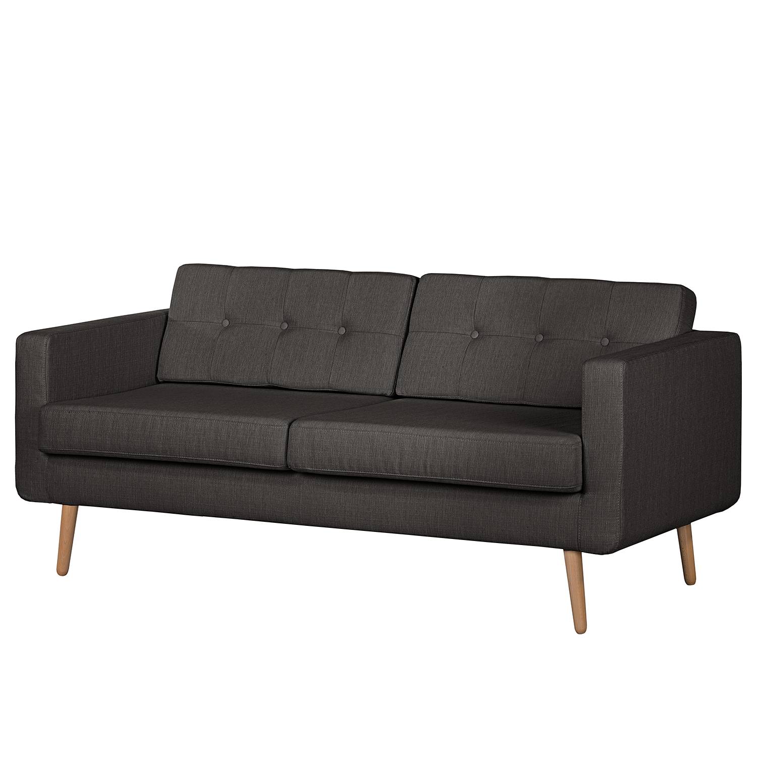 home24 Mørteens Sofa Croom I 3-Sitzer Anthrazit Webstoff 184x84x81 cm (BxHxT) Skandi