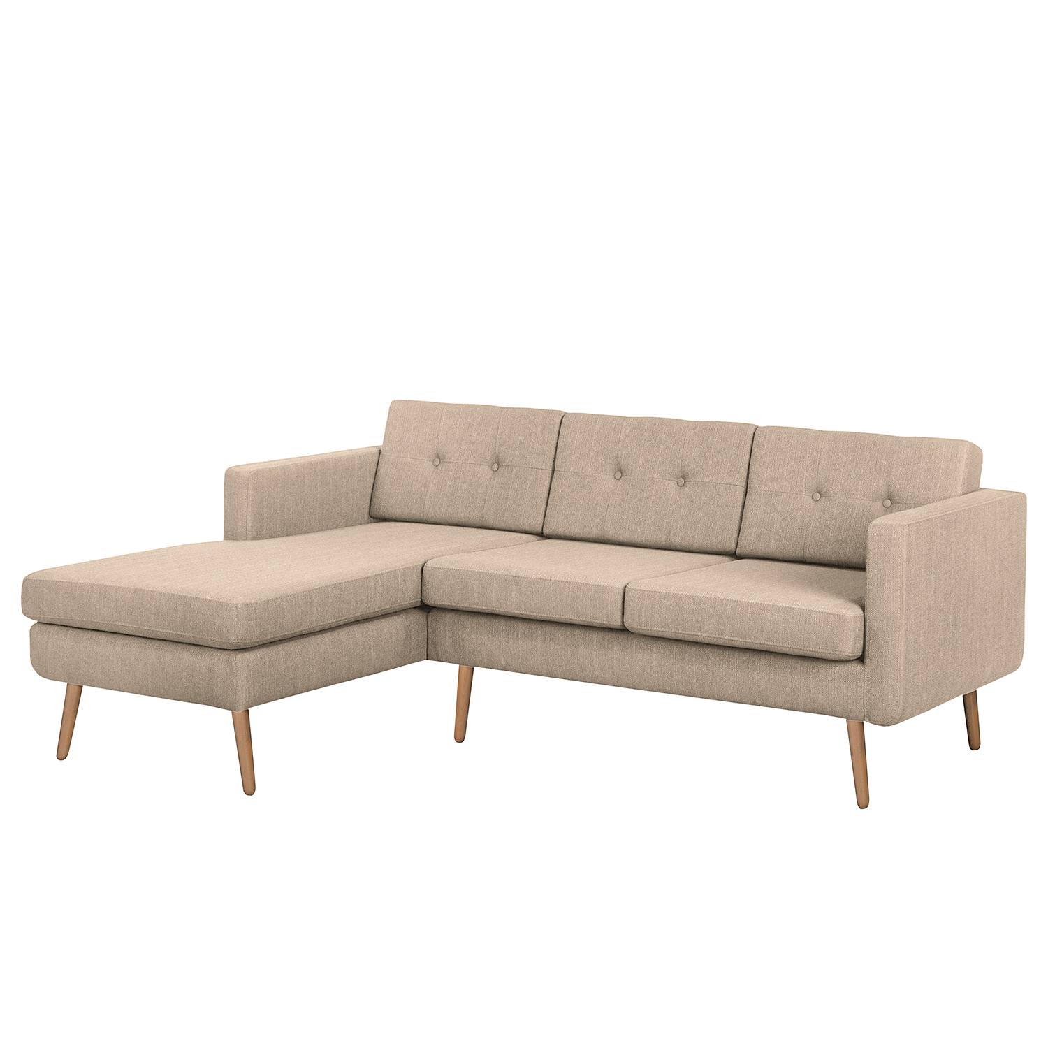 home24 Mørteens Ecksofa Croom Cappuccino Webstoff 211x84x154 cm