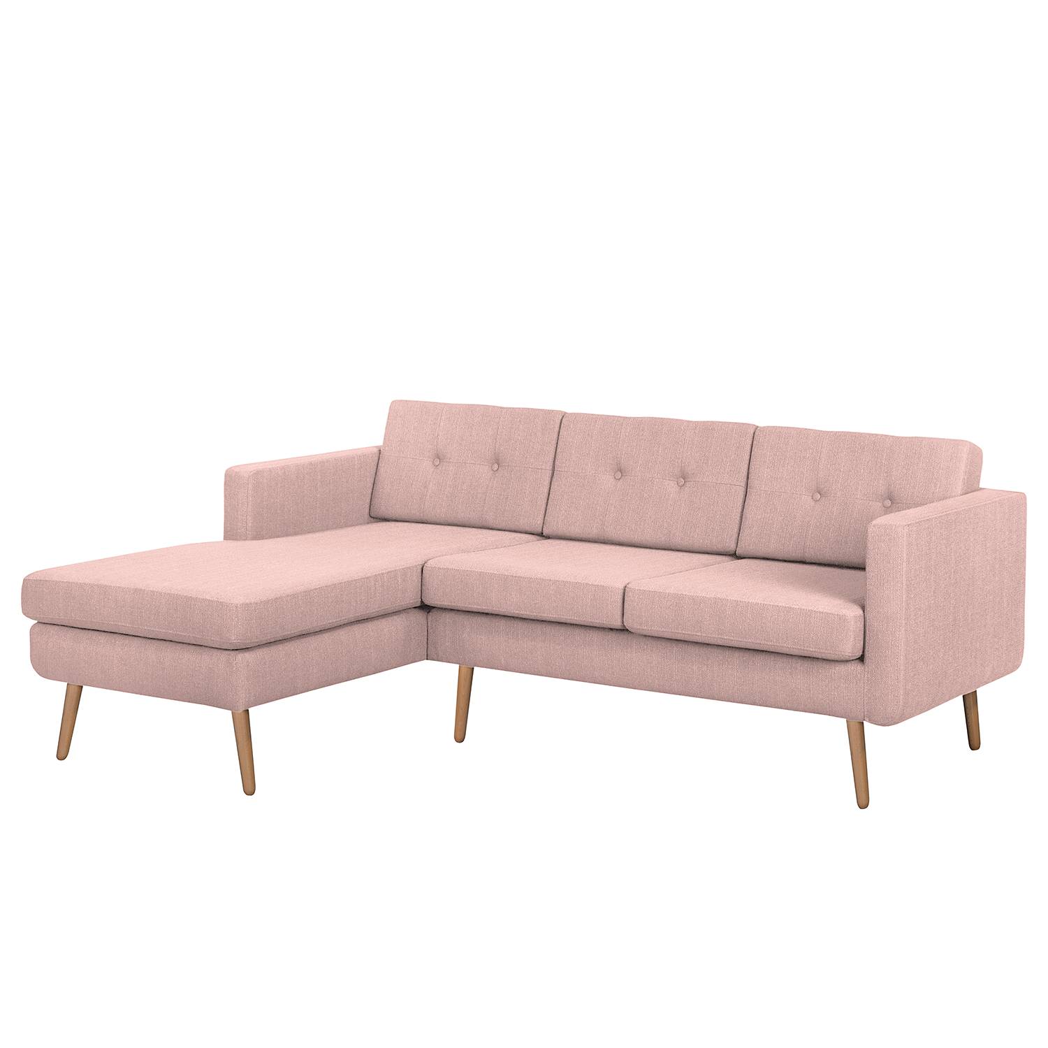 home24 Mørteens Ecksofa Croom Mauve Webstoff 211x84x154 cm