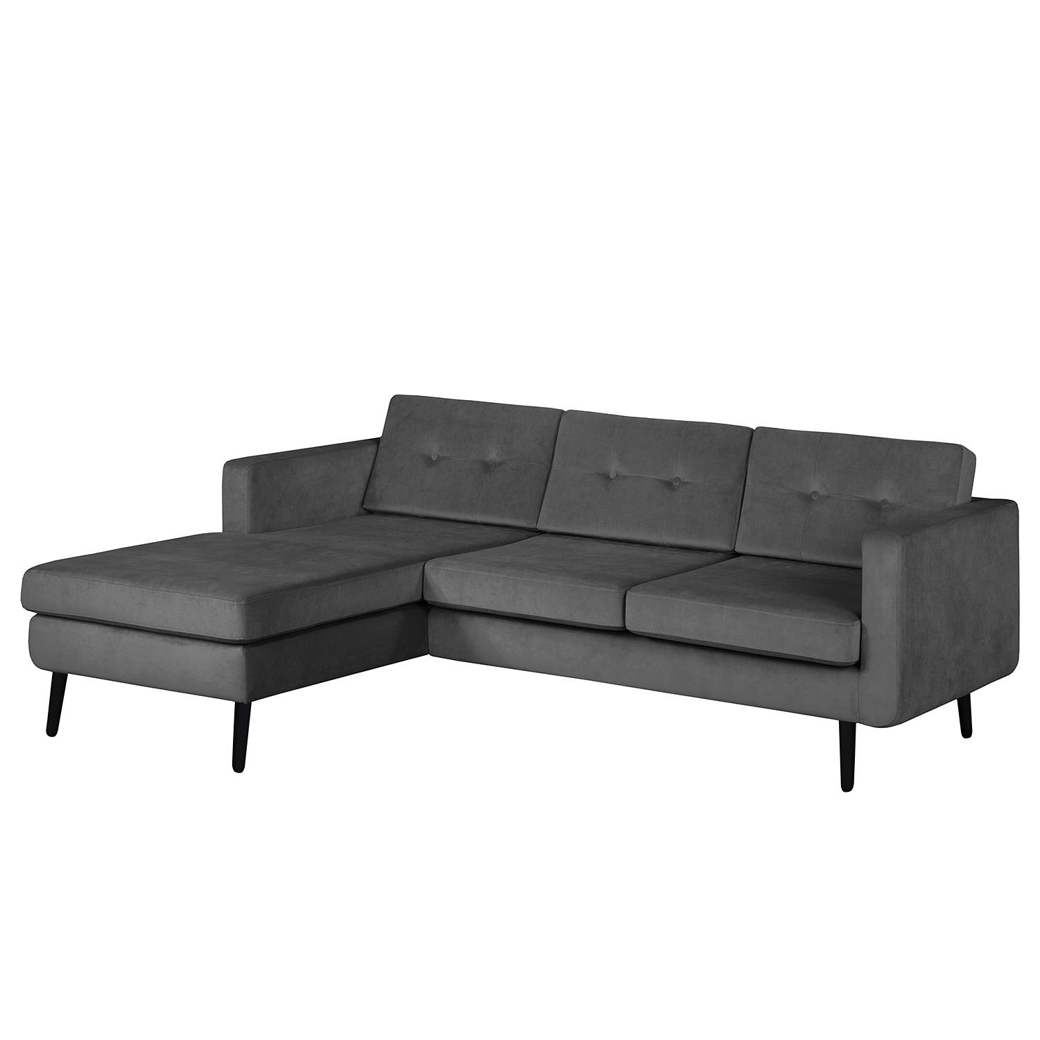 home24 Mørteens Ecksofa Croom Grau Samt 211x84x154 cm