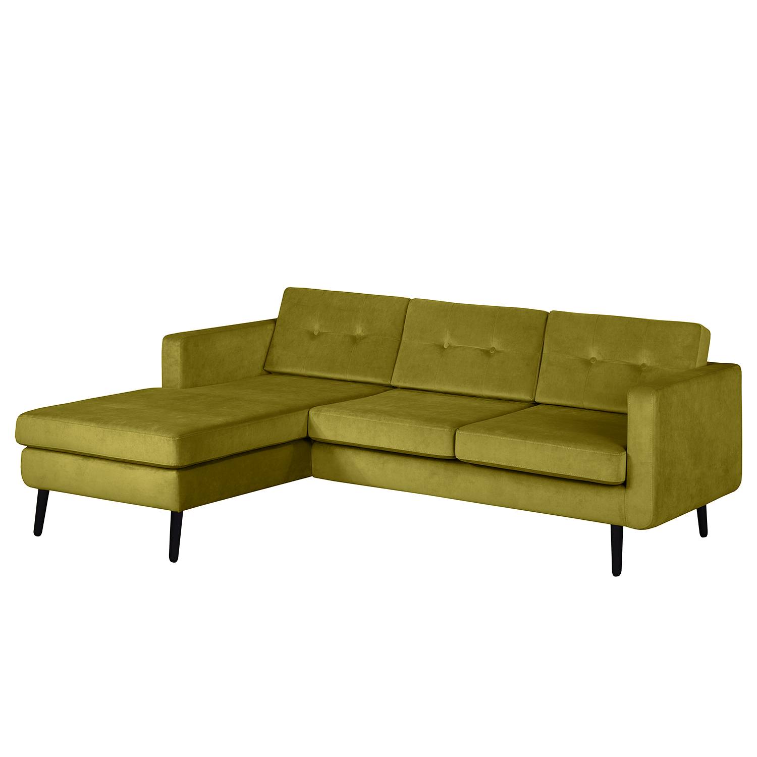 home24 Mørteens Ecksofa Croom Pistaziengrün Samt 211x84x154 cm