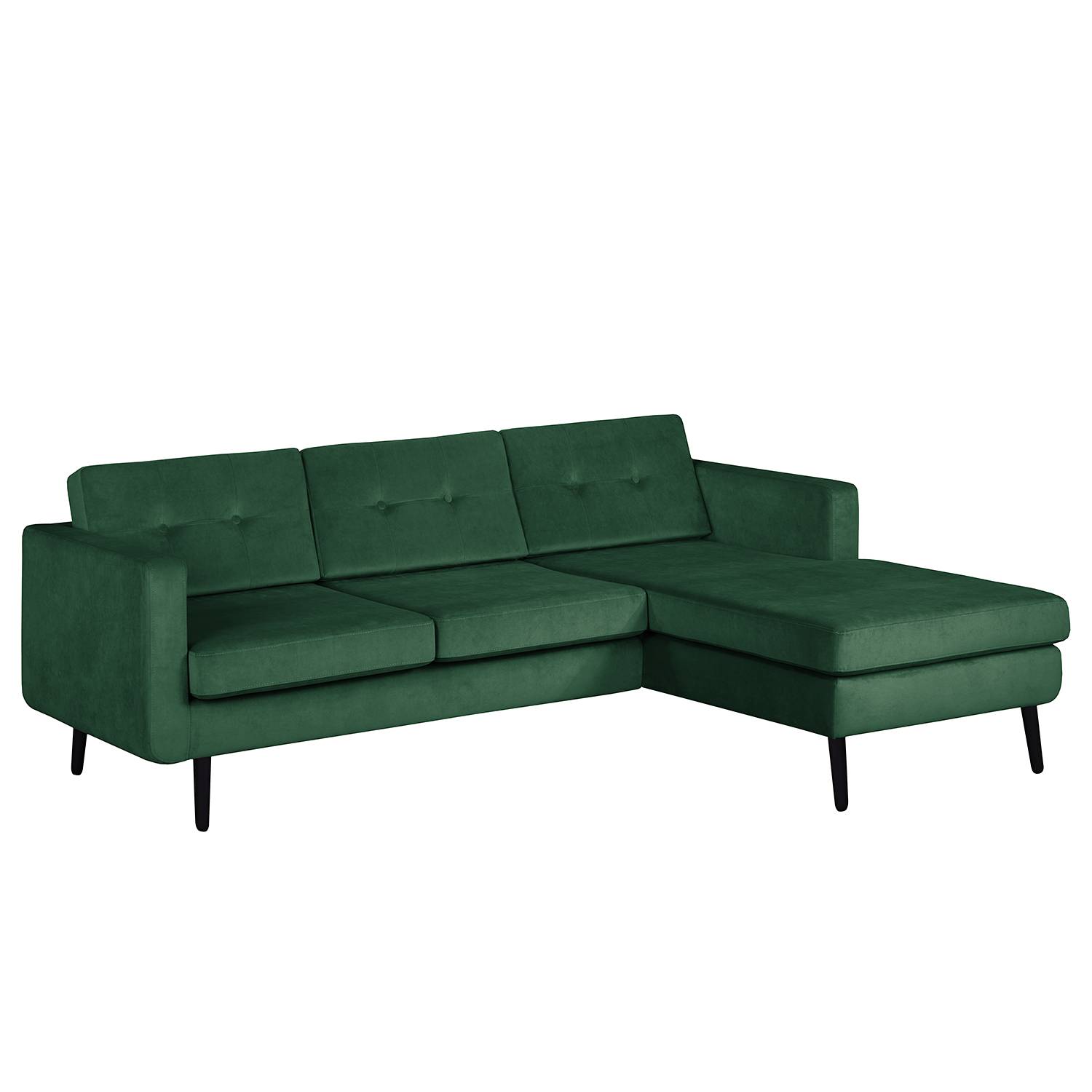 home24 Mørteens Ecksofa Croom Antikgrün Samt 211x84x154 cm