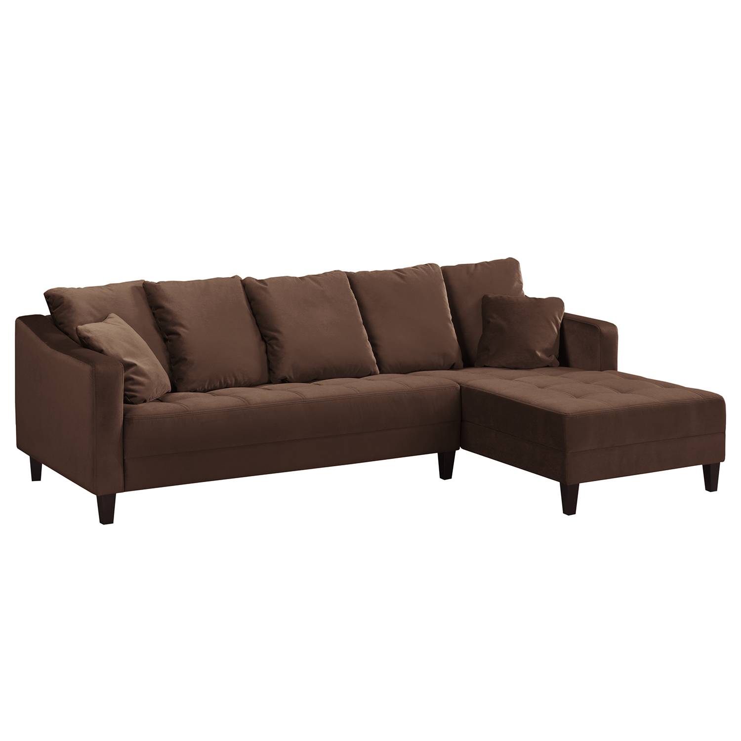 home24 Jack & Alice Ecksofa Elnora 2-Sitzer Braun Samt 254x85x165 cm