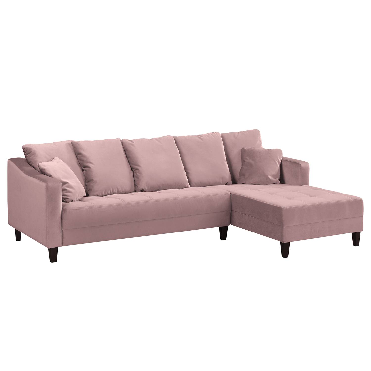 home24 Jack & Alice Ecksofa Elnora 2-Sitzer Mauve Samt 254x85x165 cm