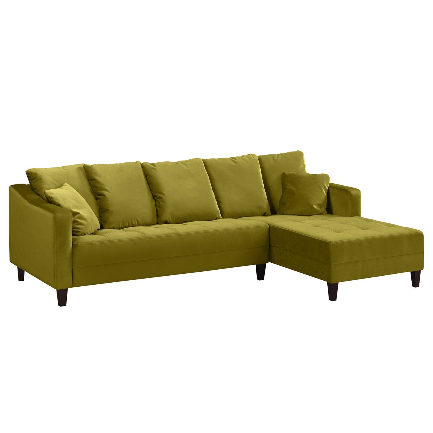 home24 Jack & Alice Ecksofa Elnora 2-Sitzer Olivgrün Samt 254x85x165 cm