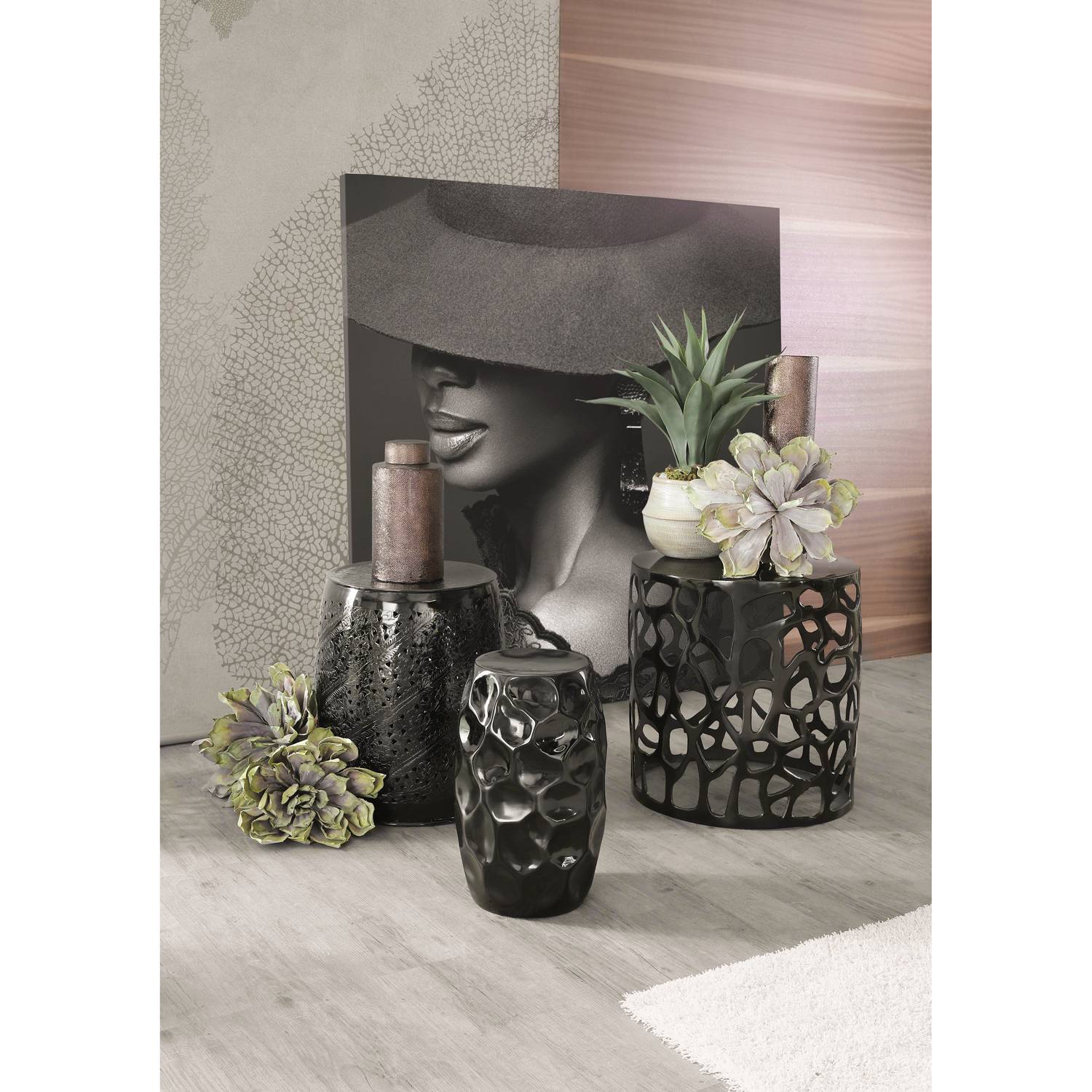 home24 ars manufacti Beistelltisch Beauvoir Aluminium Anthrazit Rund Boho 43x52x43 cm (BxHxT)