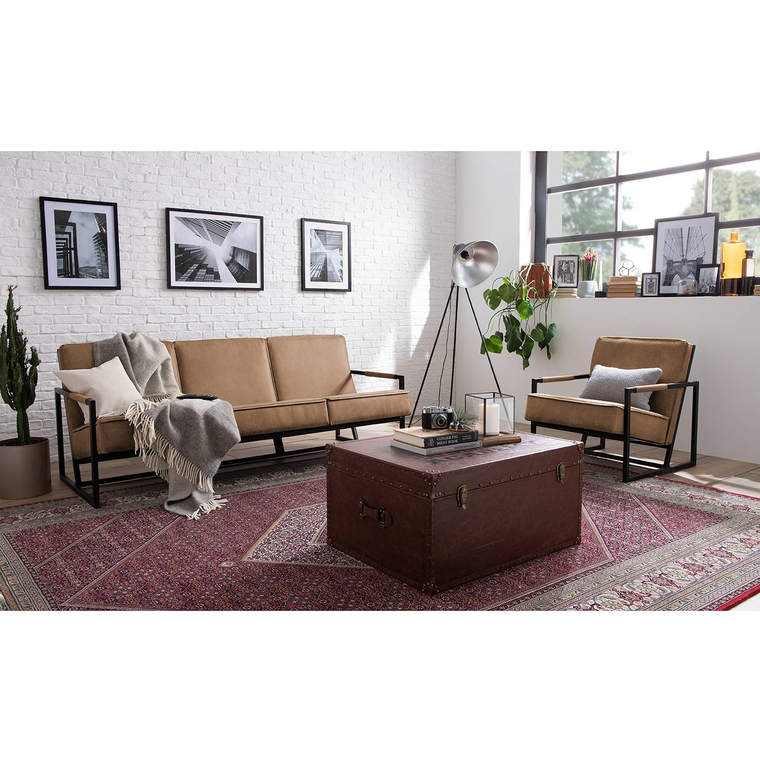 home24 ars manufacti Sofa Rhode 3-Sitzer Cubanit Mischgewebe 185x74x82 cm