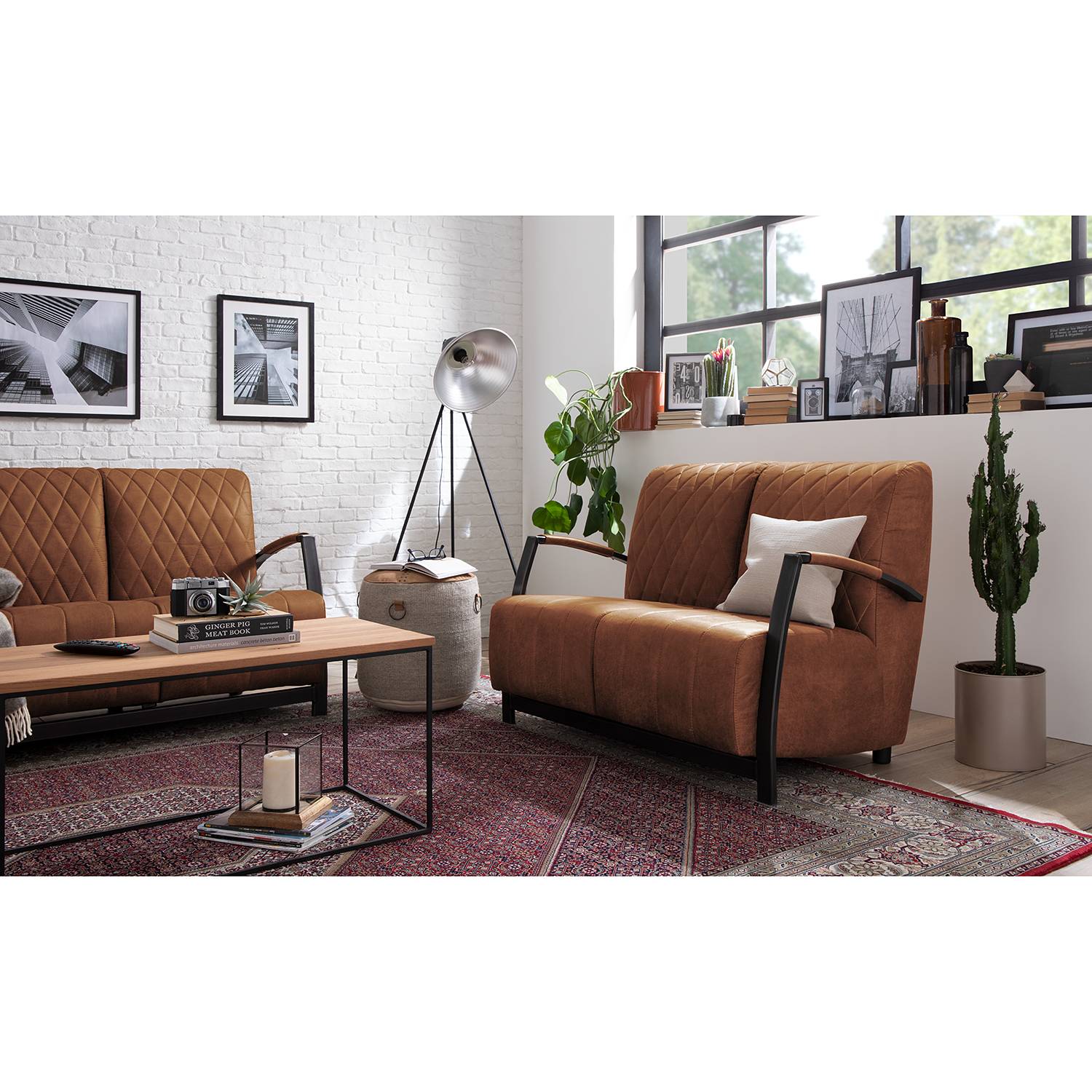 home24 ars manufacti Sofa Straid 2-Sitzer Mittelbraun Mischgewebe 114x83x83 cm