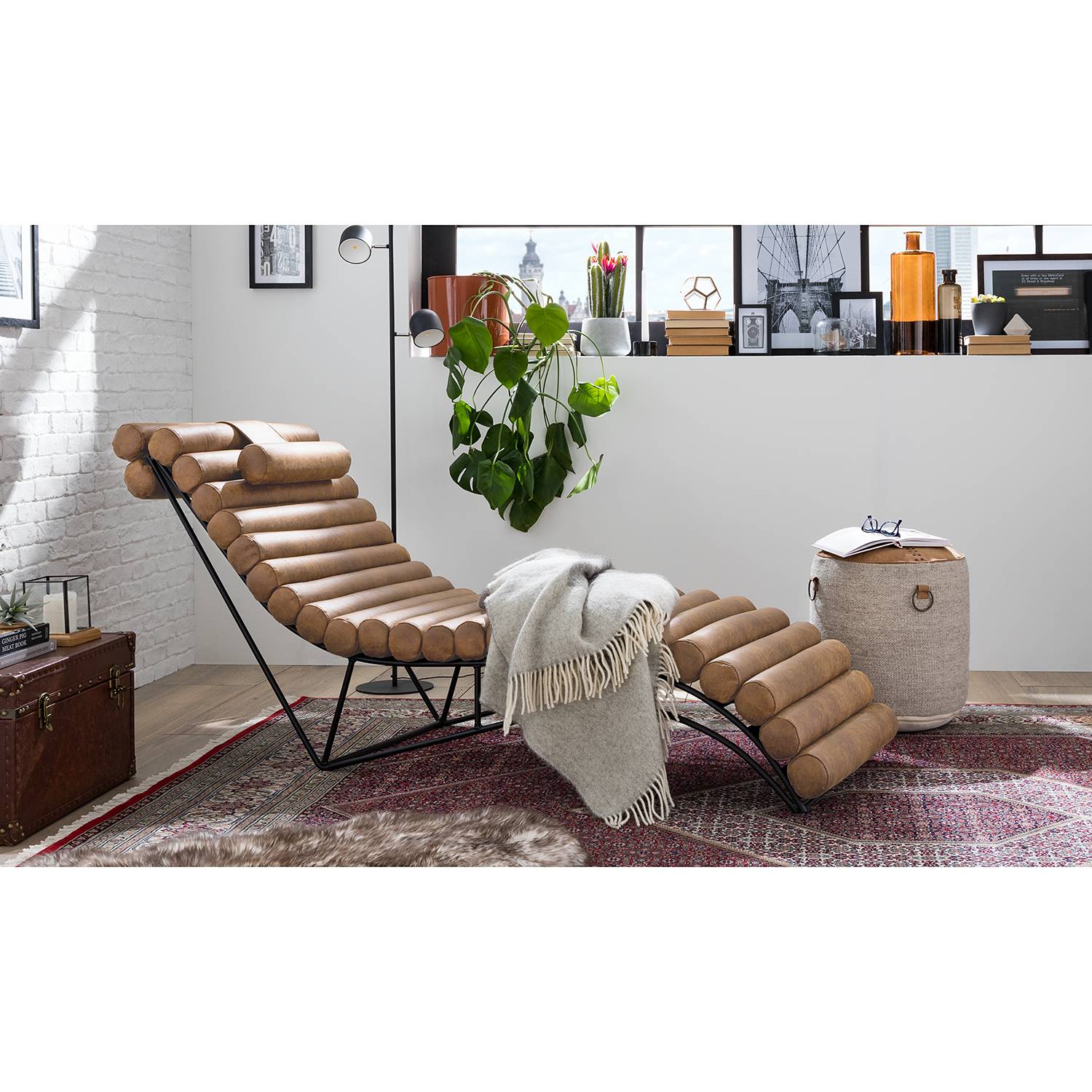 home24 ars manufacti Relaxliege Menlo Cubanit Mischgewebe 185x81x62 cm (BxHxT)