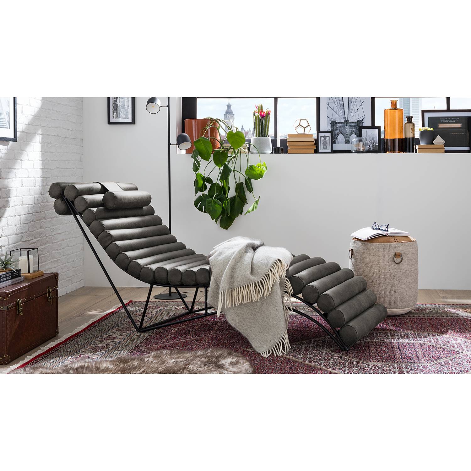 home24 ars manufacti Relaxliege Menlo Basalt Mischgewebe 185x81x62 cm (BxHxT)