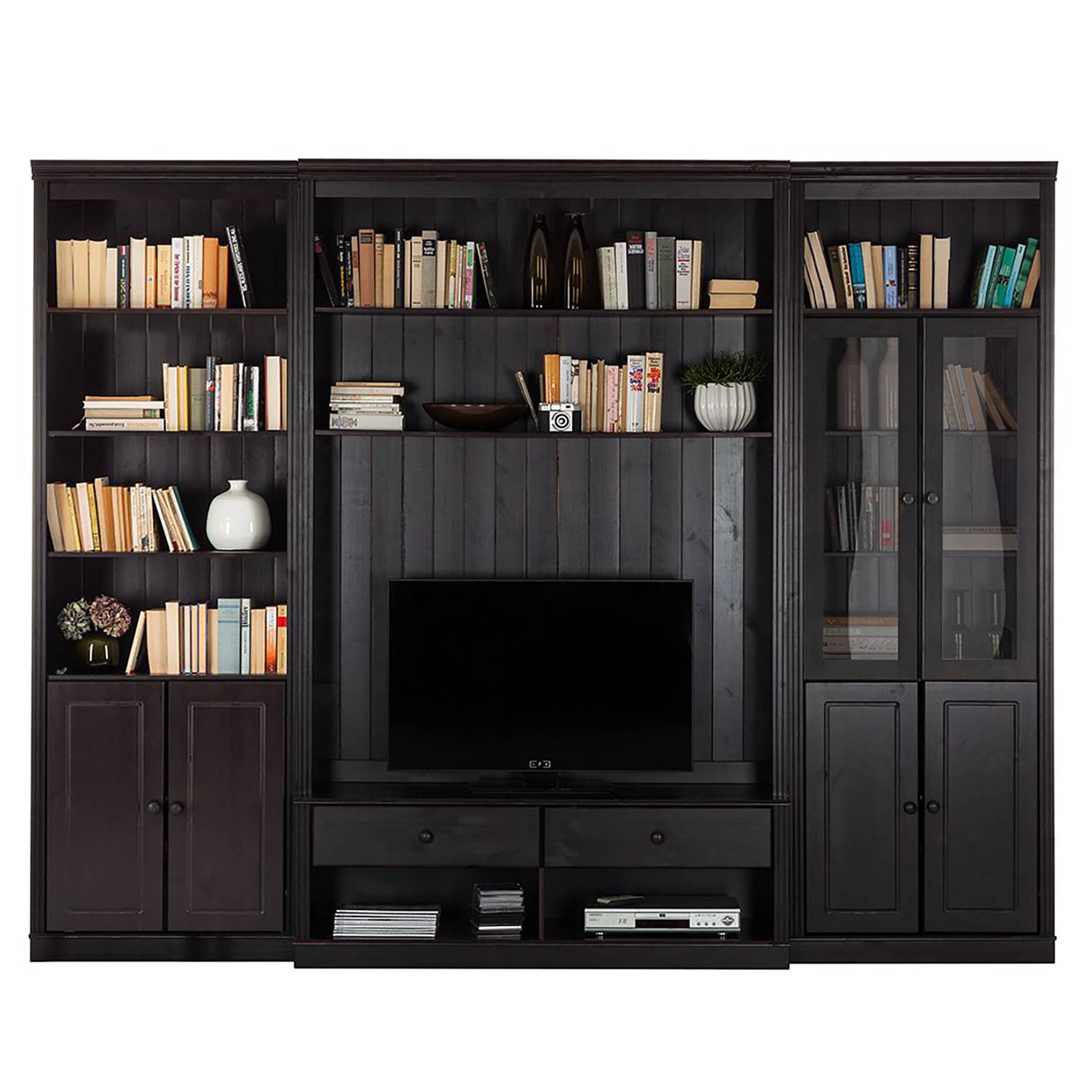 home24 Maison Belfort Wohnwand Lillehammer III Massivholz Kiefer Havanna Landhaus 288x219x45 cm (BxHxT) 3-teilig