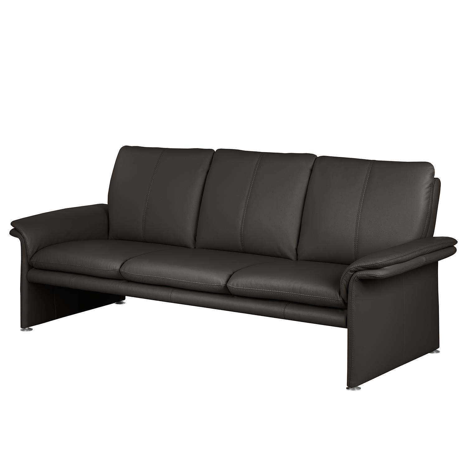 home24 Modoform Sofa Capri 3-Sitzer Dunkelbraun Echtleder 214x90x88 cm (BxHxT) Modern