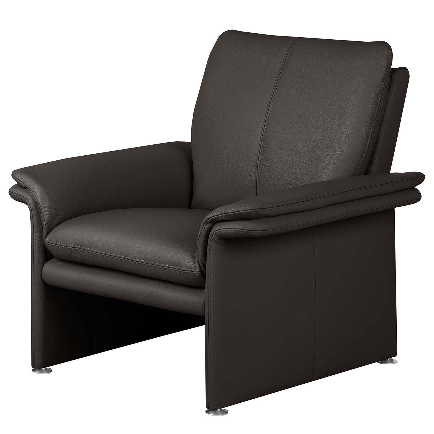 home24 Modoform Sessel Capri Dunkelbraun Echtleder 95x90x88 cm (BxHxT)