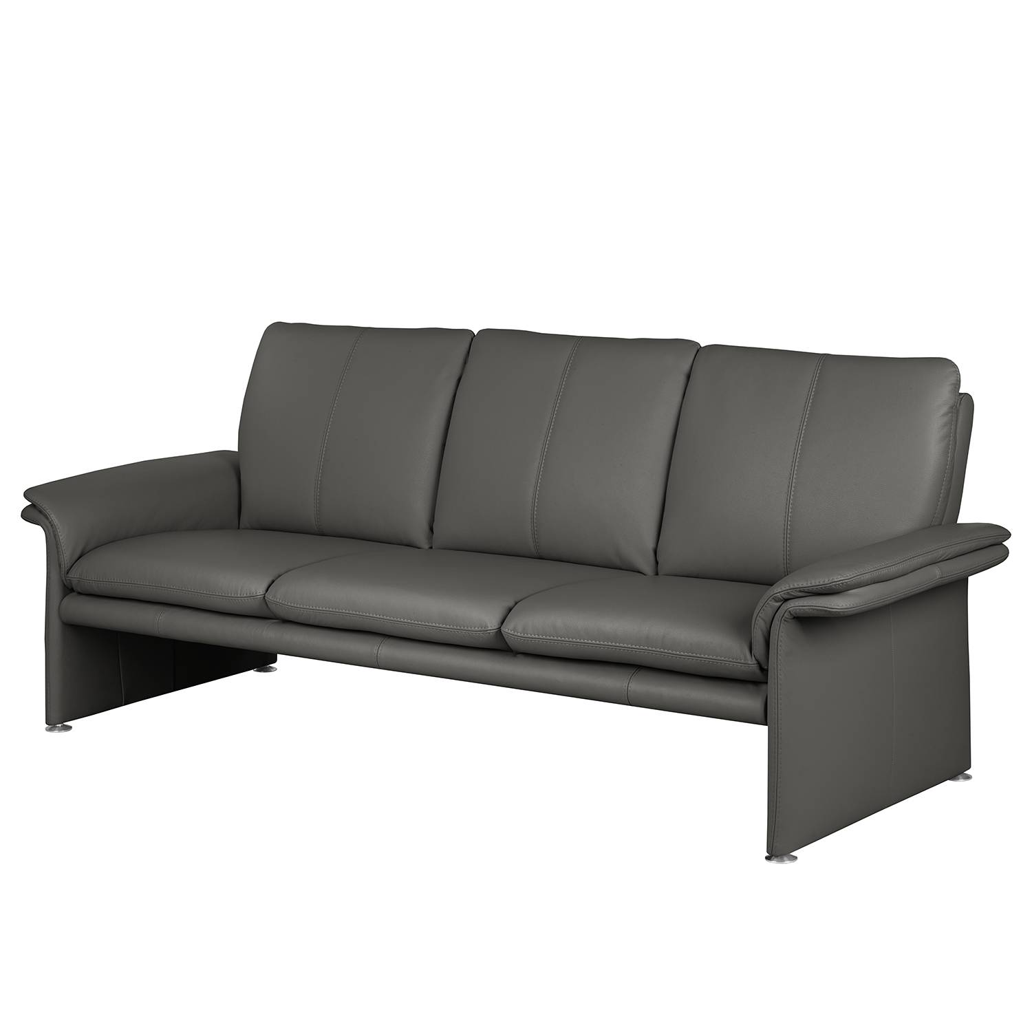 home24 Modoform Sofa Capri 3-Sitzer Anthrazit Echtleder 214x90x88 cm (BxHxT) Modern