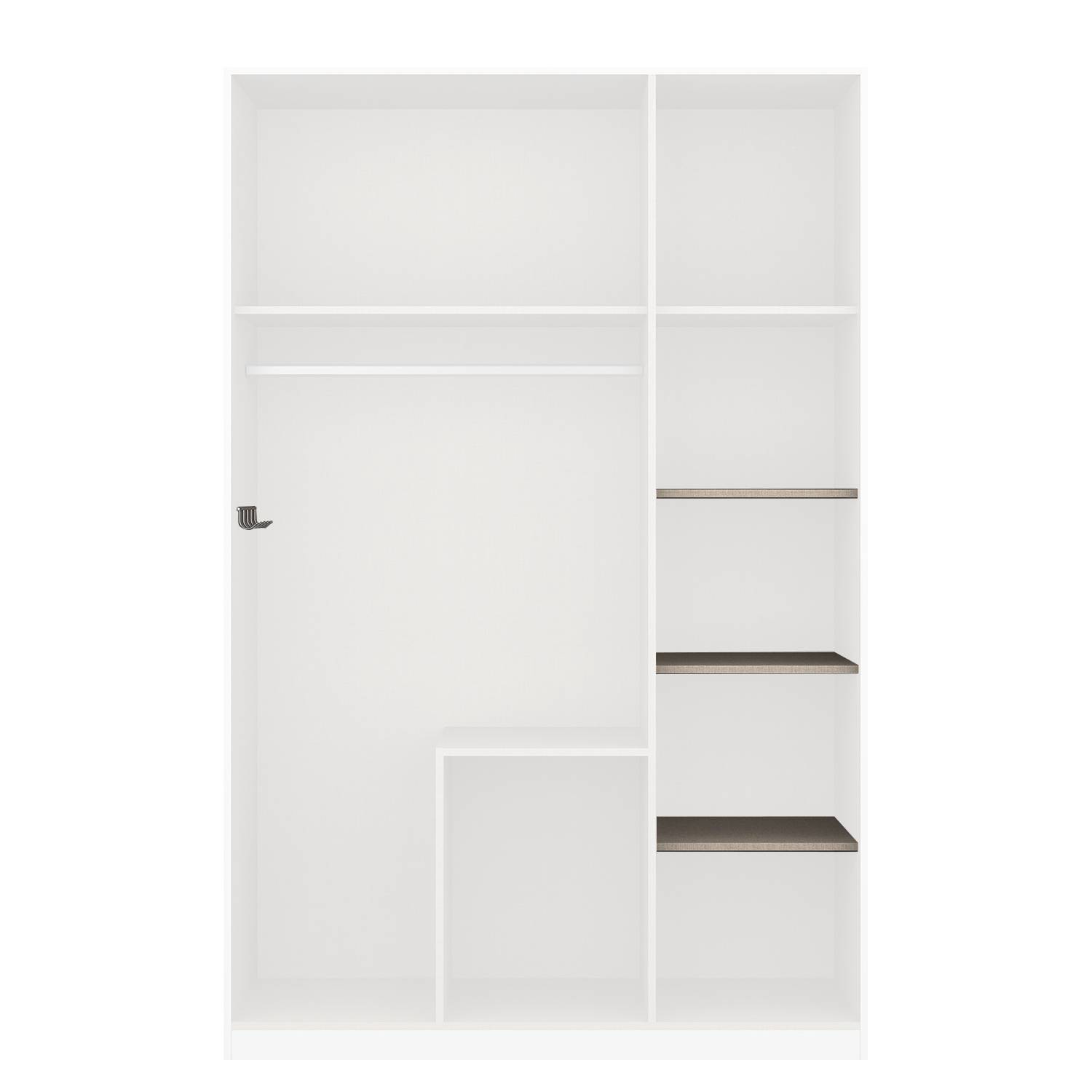 home24 Zubehörpaket Drehtürenschrank KiYDOO III 4-teilig Beige 136 cm Breite 3-türig Spanplatte Modern