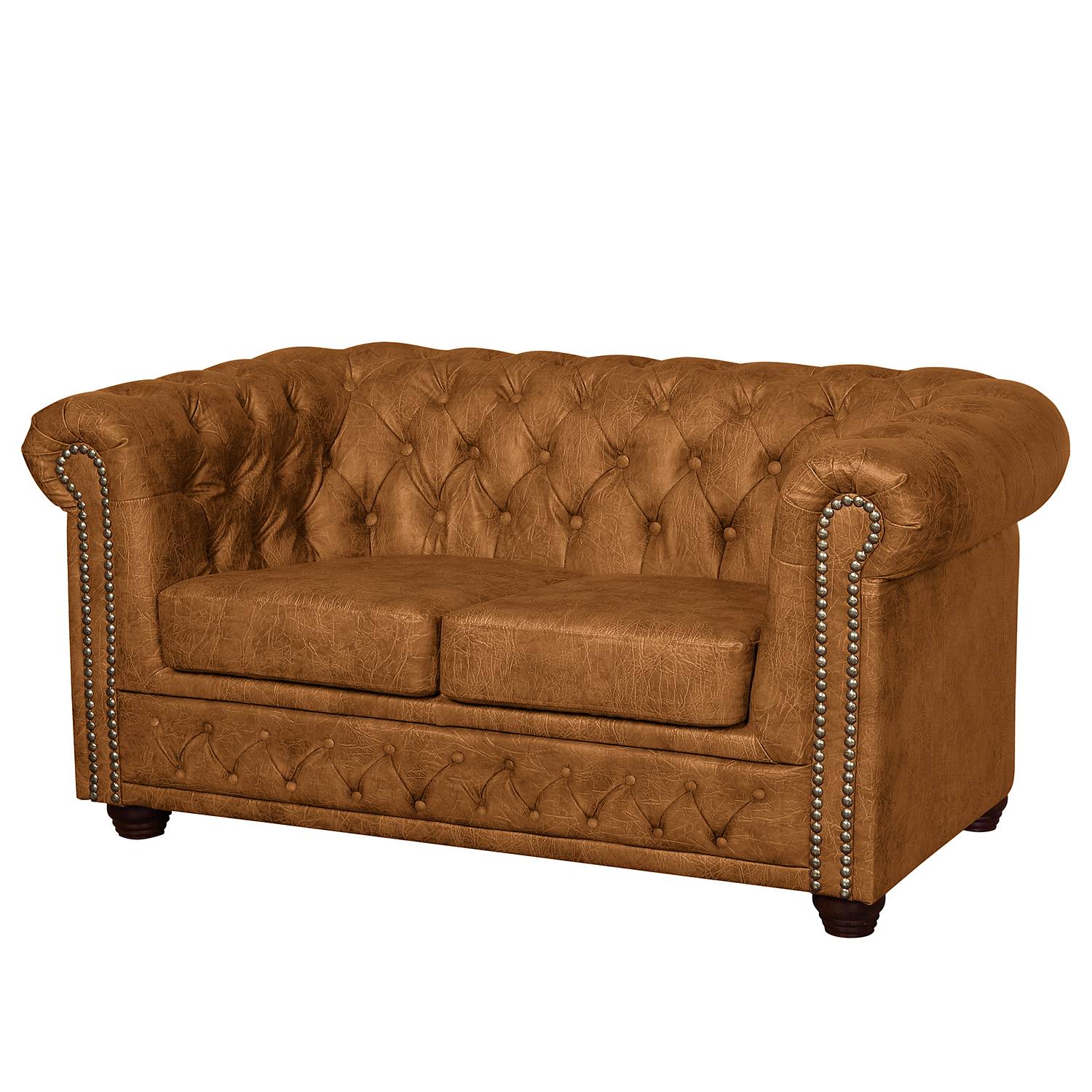 home24 ars manufacti Sofa Kamaru 2-Sitzer Cognac Kunstleder 148x72x86 cm