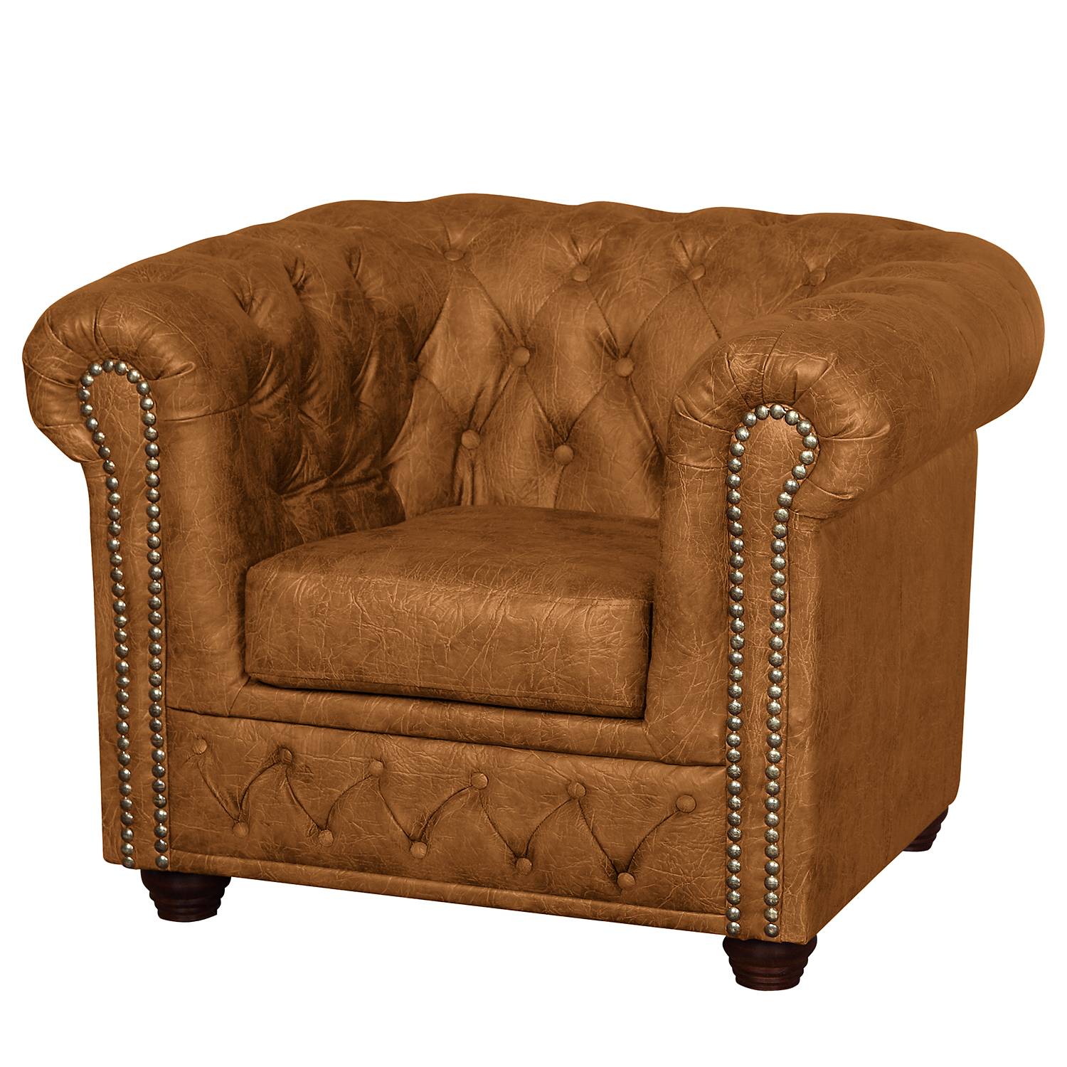 home24 ars manufacti Sessel Kamaru Cognac Kunstleder 94x72x86 cm (BxHxT)