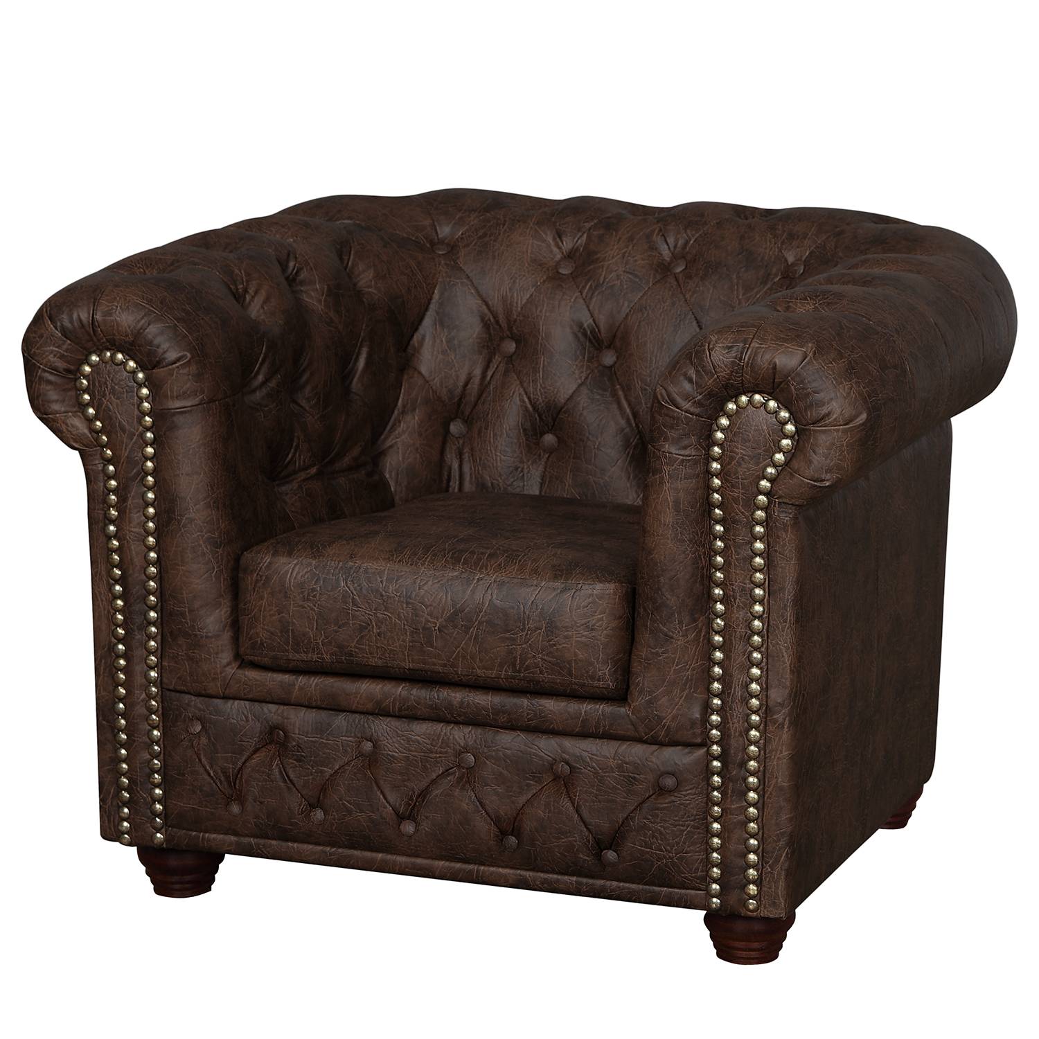 home24 ars manufacti Sessel Kamaru Bisonbraun Kunstleder 94x72x86 cm (BxHxT)