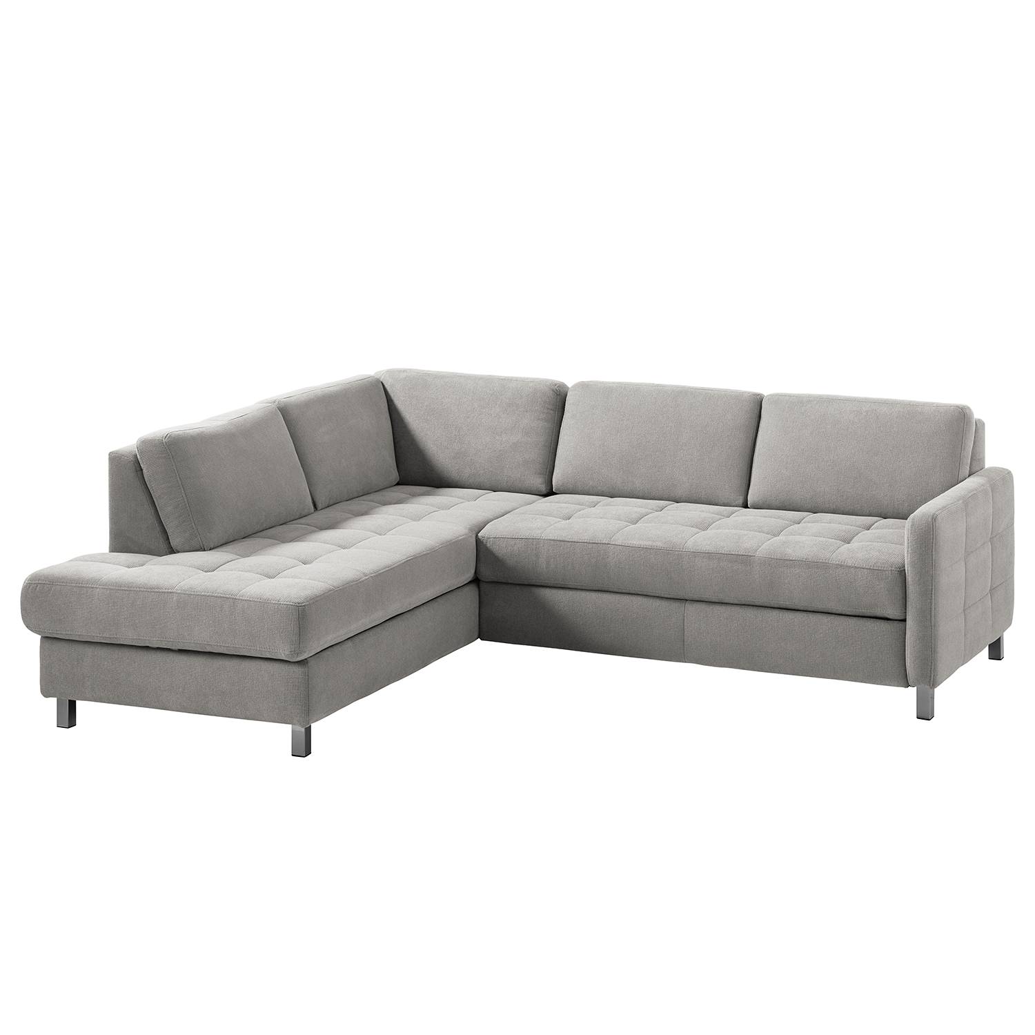 home24 Fredriks Ecksofa Tanete Silbergrau Webstoff 233x80x196 cm
