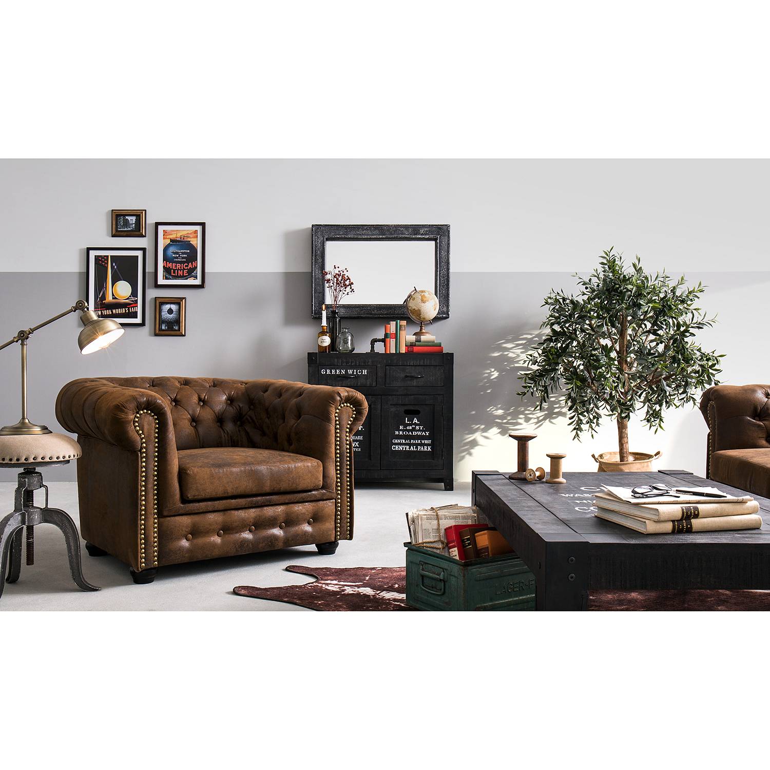 home24 ars manufacti Sessel Torquay Braun Microfaser 107x72x88 cm (BxHxT)