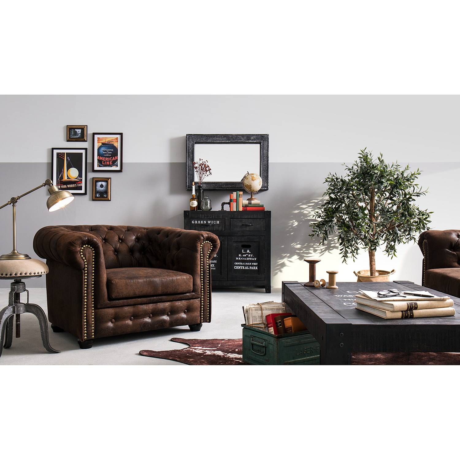 home24 ars manufacti Sessel Torquay Dunkelbraun Microfaser 107x72x88 cm (BxHxT)