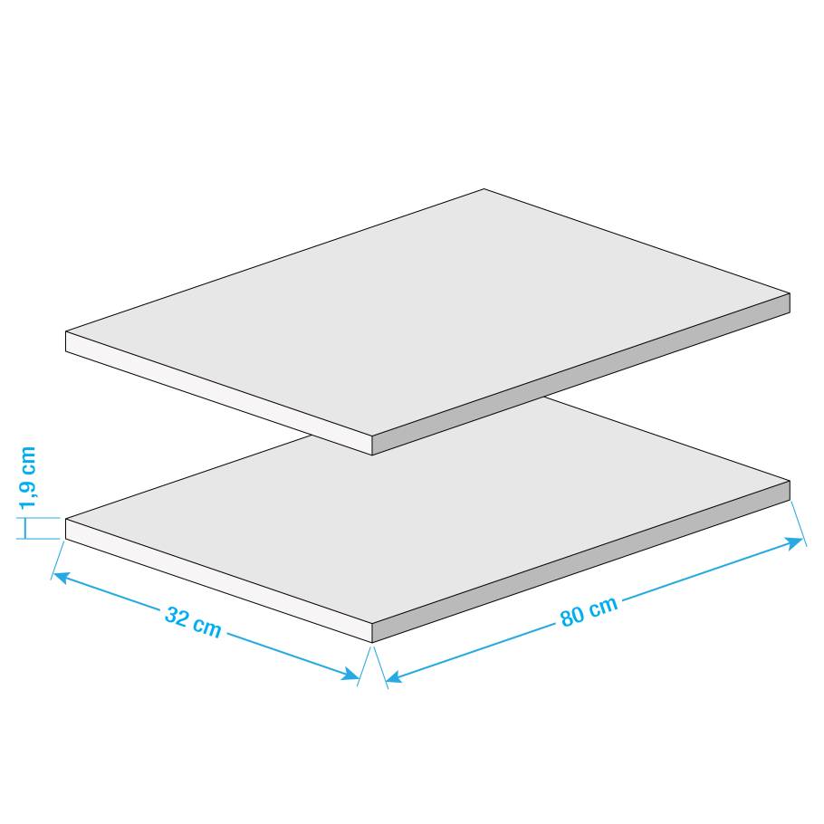 home24 Voss Einlegeboden Allround II 2er-Set Weiß MDF 80x1.9x32 cm (BxHxT)