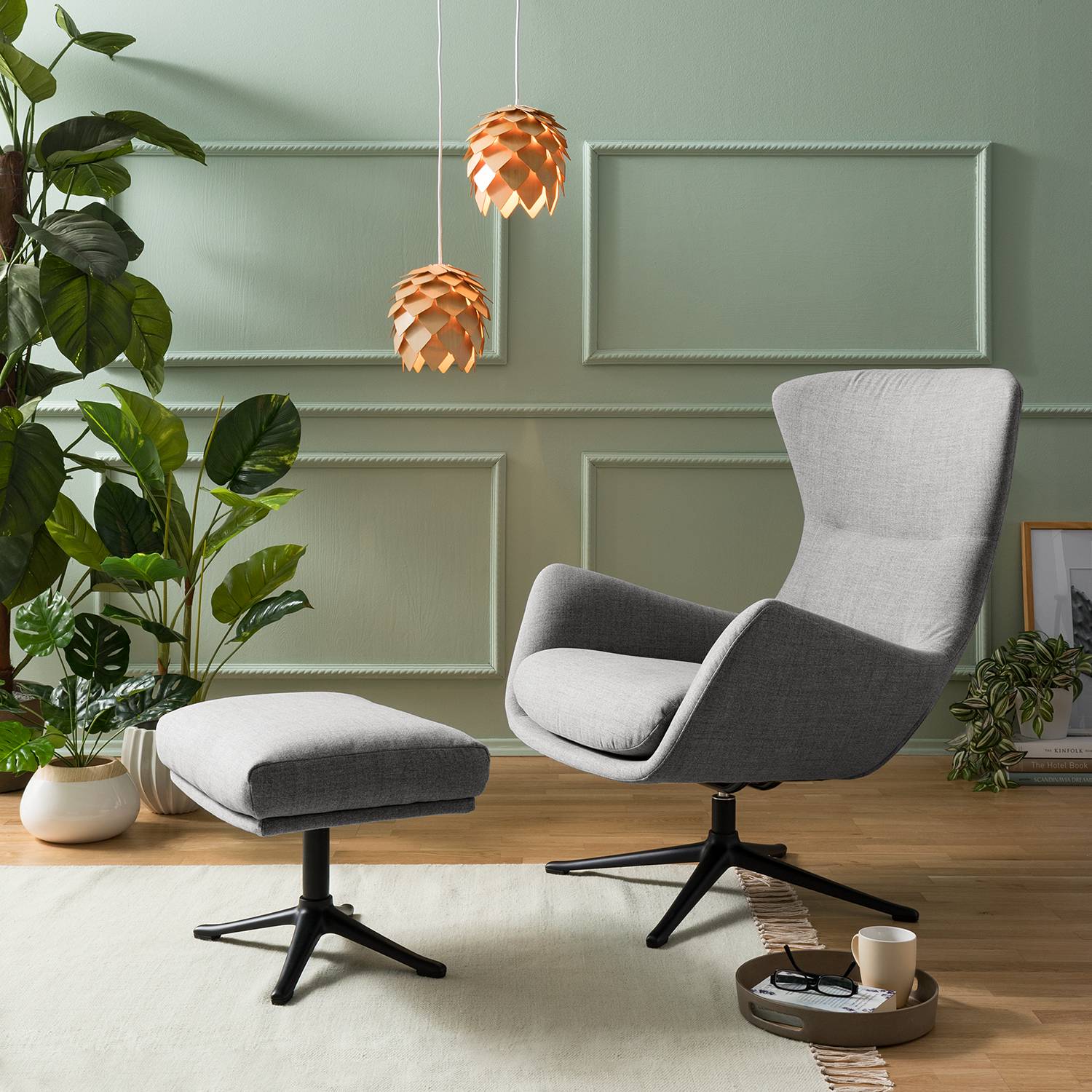 home24 Studio Copenhagen Sessel Hepburn III Hellgrau Webstoff 84x99x96 cm (BxHxT)