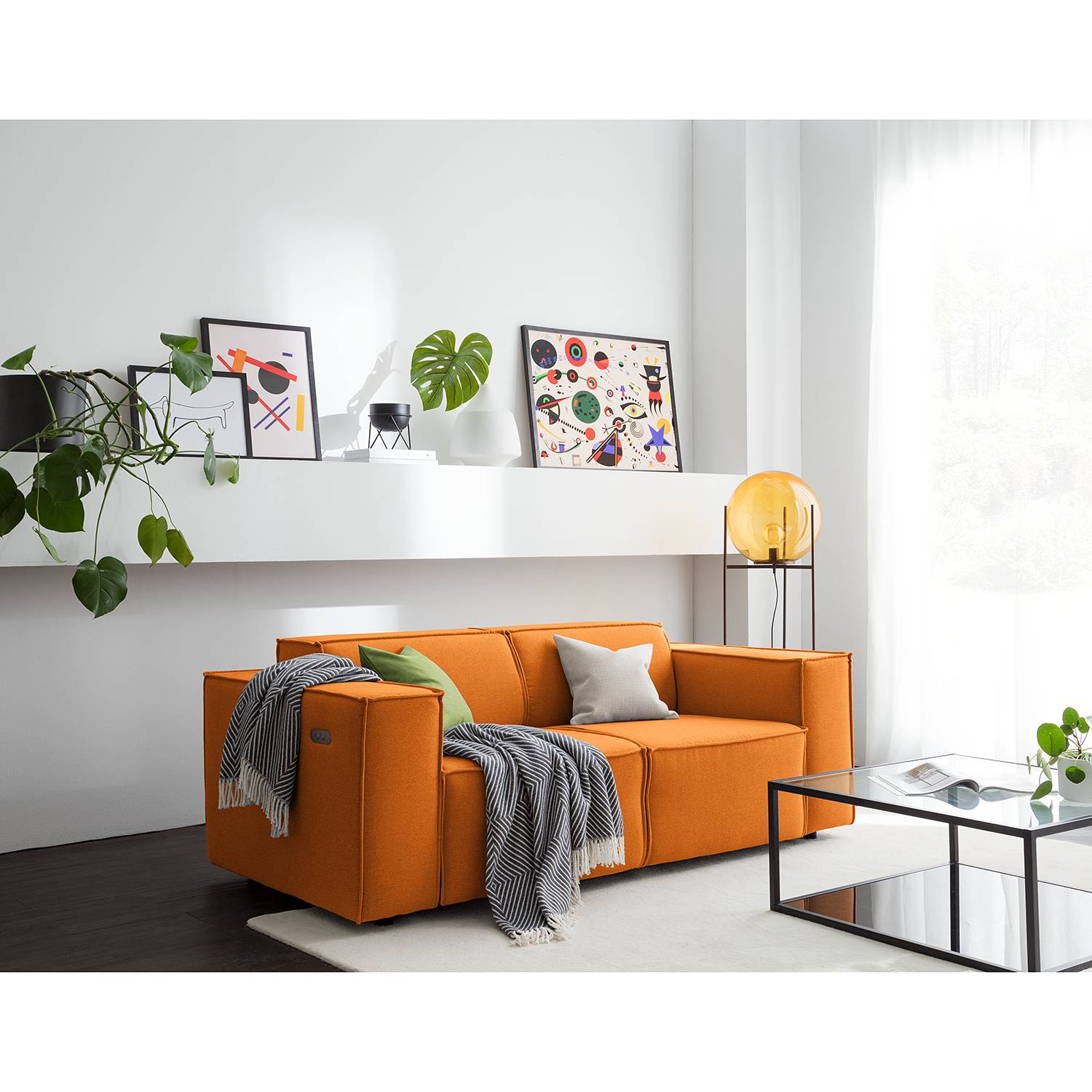 home24 Sofa Kinx 2-Sitzer Rostbraun Webstoff 189x70x96 cm (BxHxT) Modern