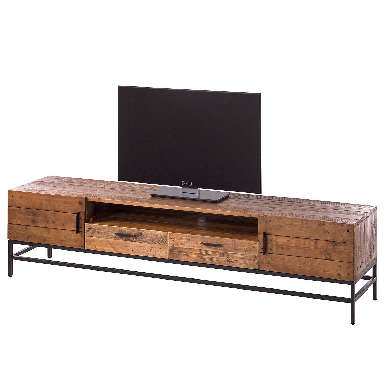 Mobile TV Yaheetech Con 2 Ripiani – Supporto Industriale Per TV, Altezza 106cm, Carico 55kg, Stile Vintage