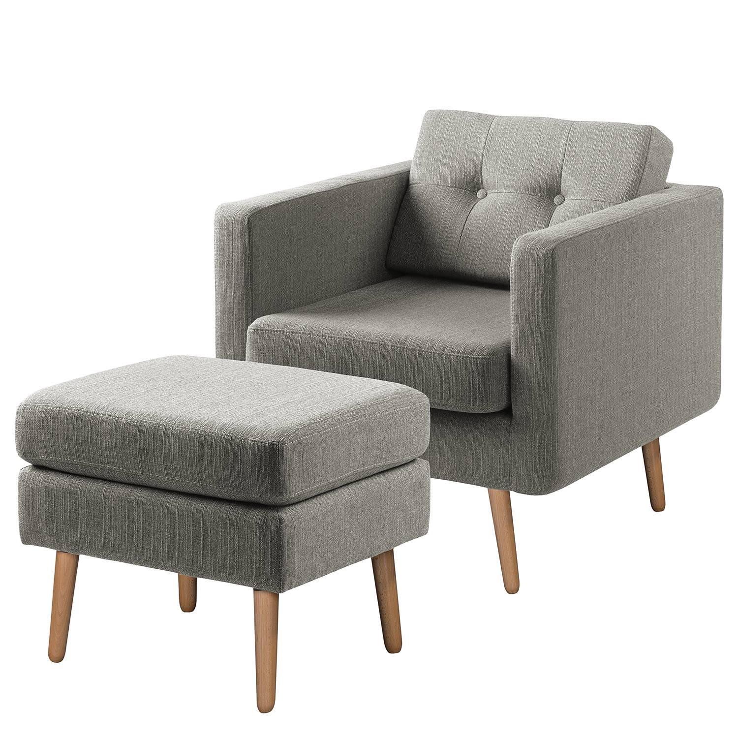 home24 Mørteens Sessel Croom V Fango Webstoff mit Hocker 77x84x81 cm (BxHxT)