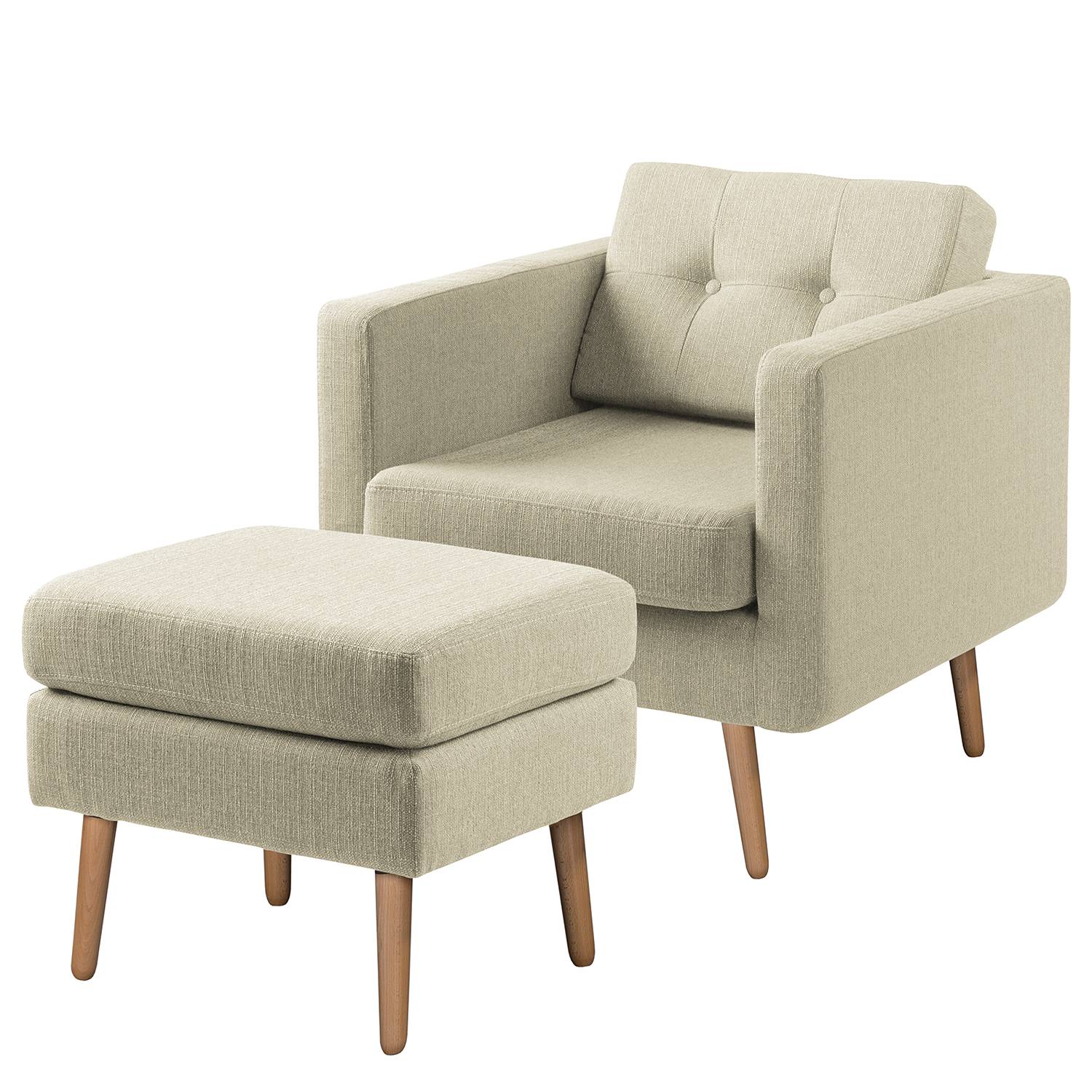 home24 Mørteens Sessel Croom V Kaschmir Webstoff mit Hocker 77x84x81 cm (BxHxT)