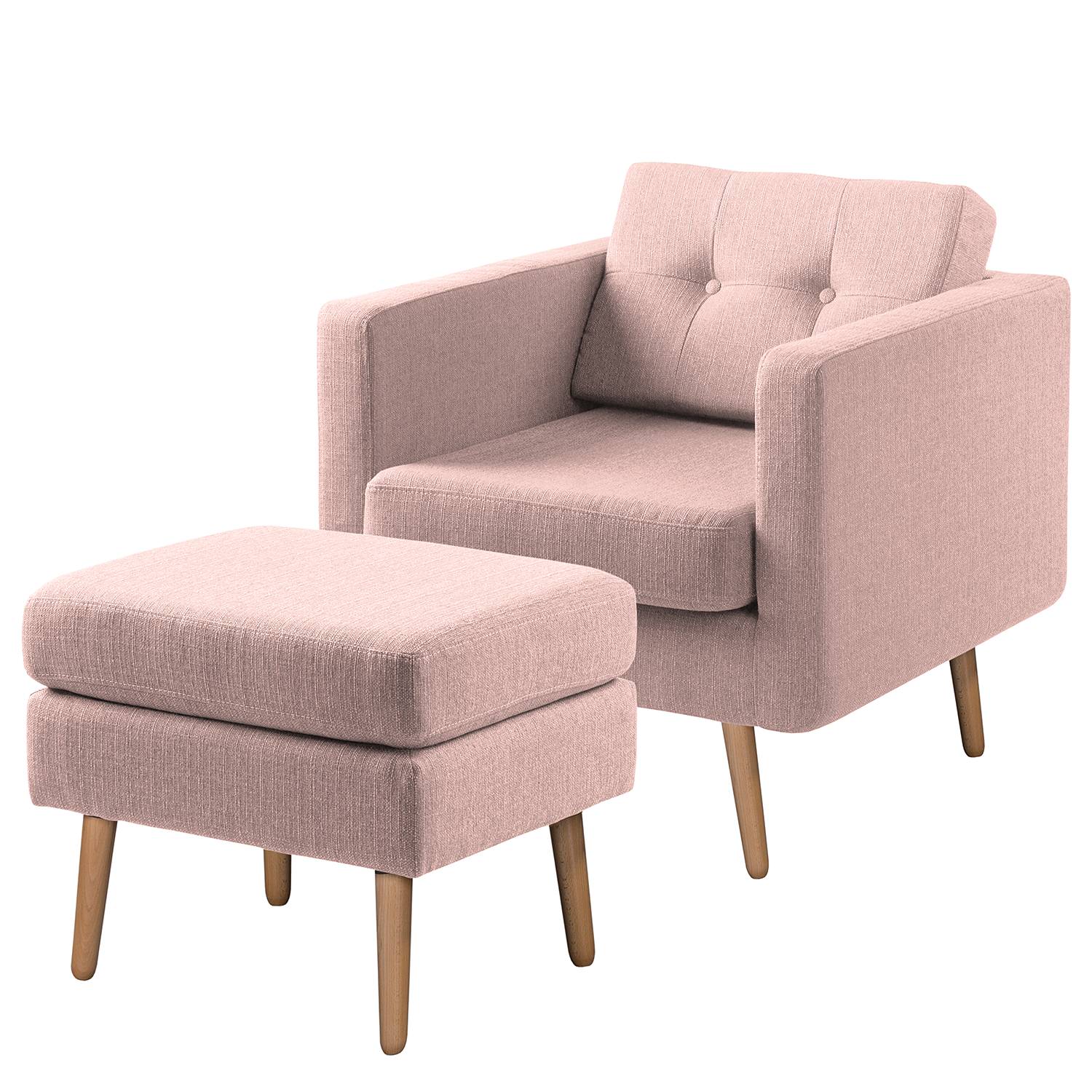 home24 Mørteens Sessel Croom V Mauve Webstoff mit Hocker 77x84x81 cm (BxHxT)