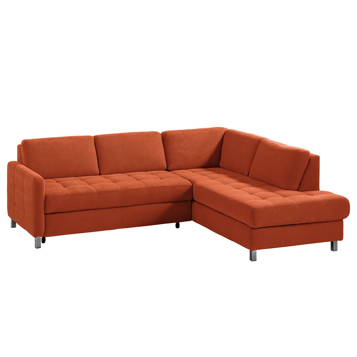home24 Fredriks Ecksofa Tanete Honigbraun Webstoff 233x80x196 cm mit Schlaffunktion und Bettkasten