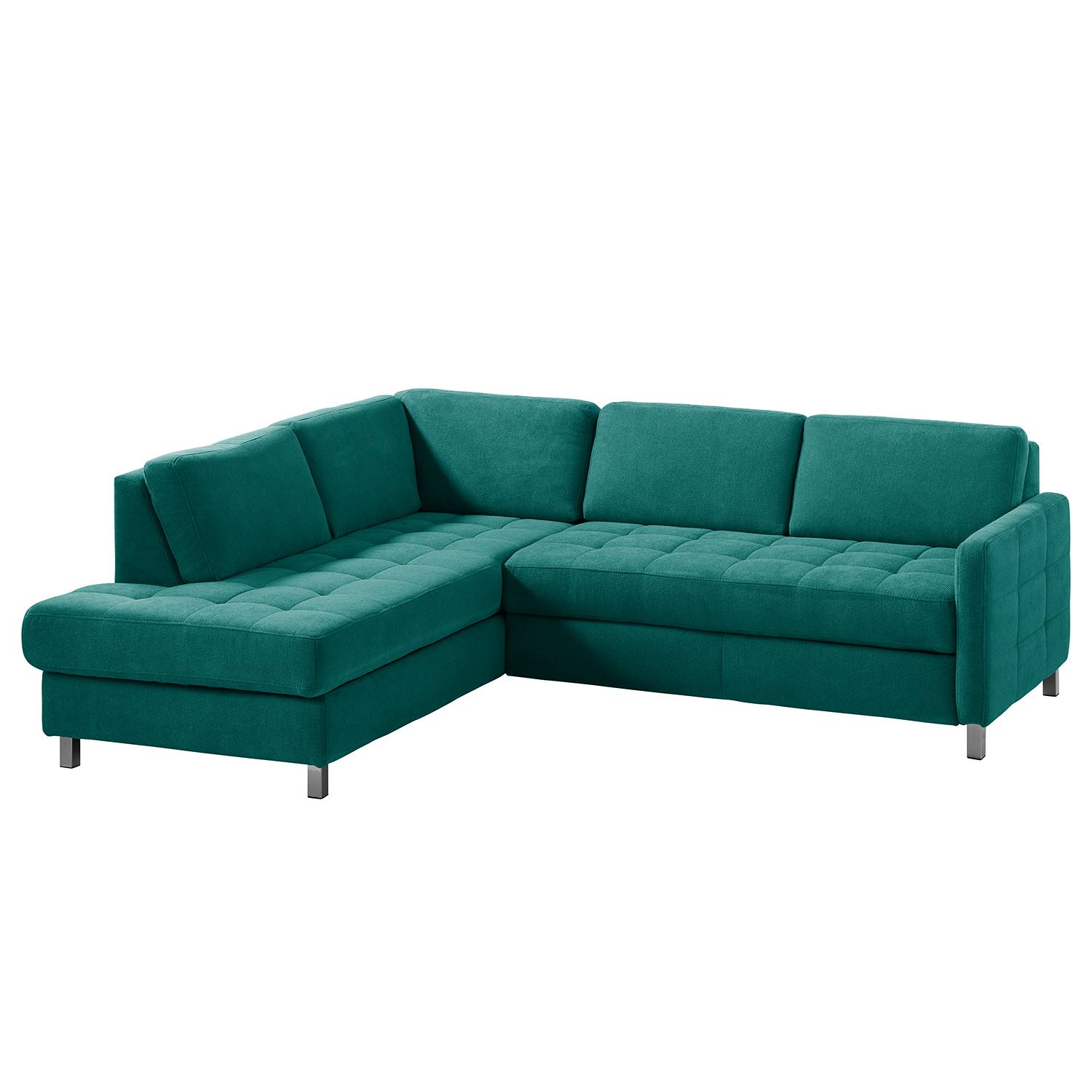 home24 Fredriks Ecksofa Tanete Petrol Webstoff 233x80x196 cm