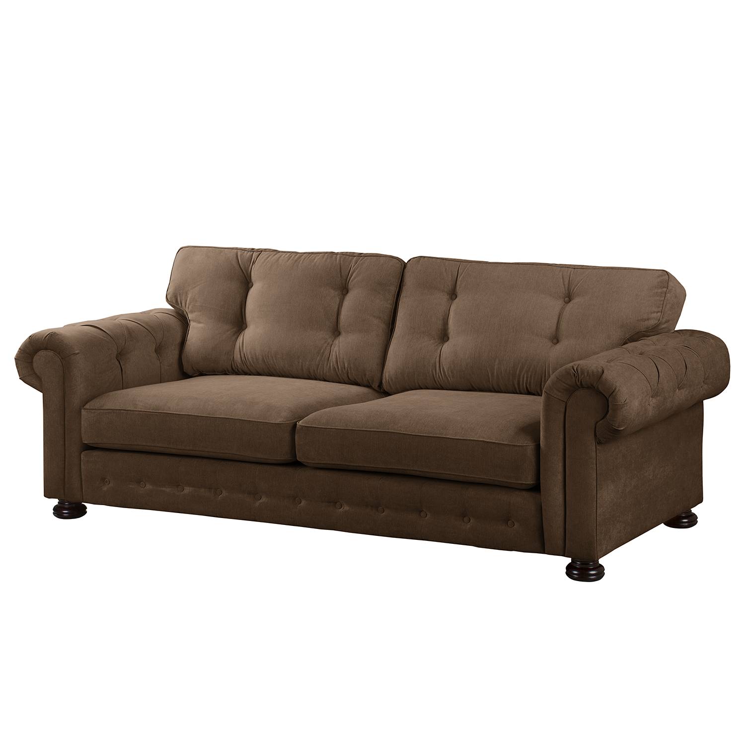 home24 Velvet Studio Sofa Marau 3-Sitzer Braun Microfaser 250x93x100 cm