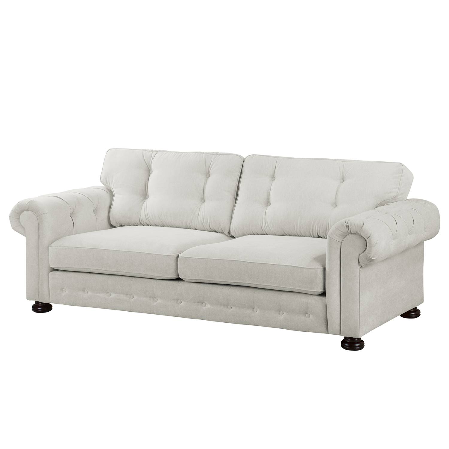 home24 Velvet Studio Sofa Marau 3-Sitzer Kies Microfaser 250x93x100 cm